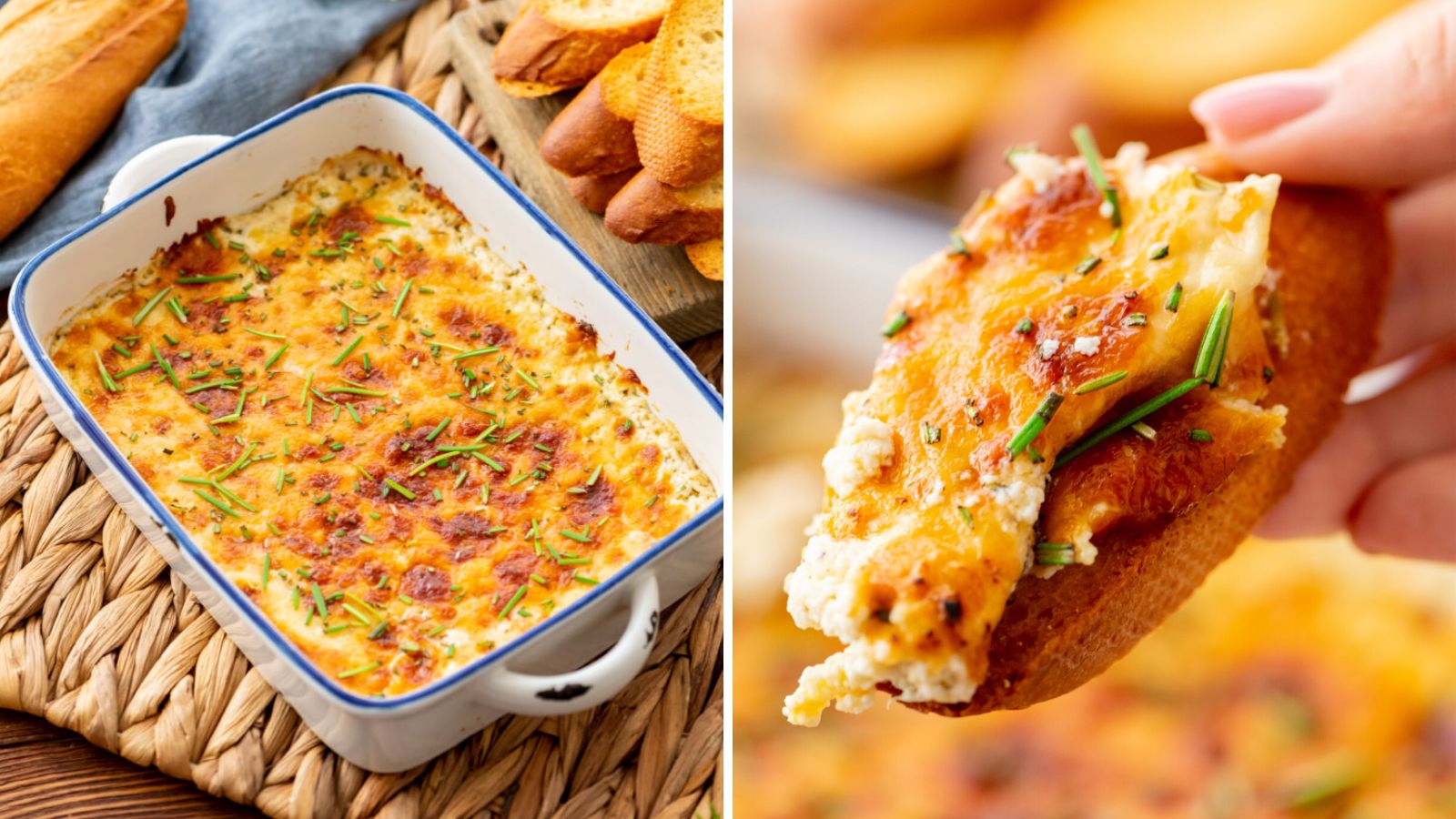 Baked ricotta dip on a tray.
