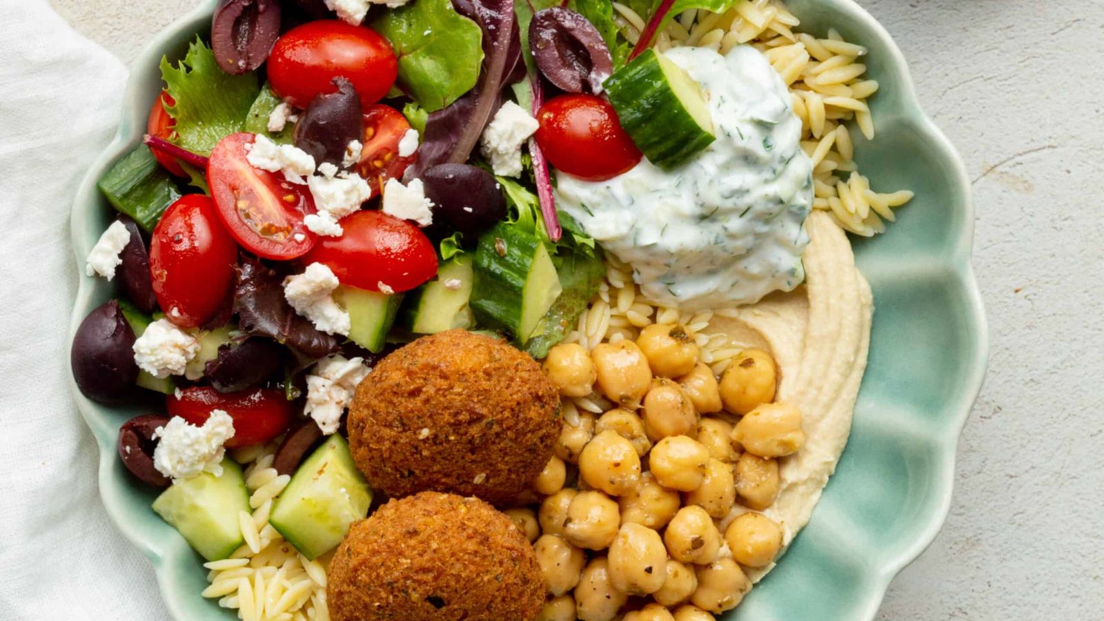 Mediterranean bowl close up shot.