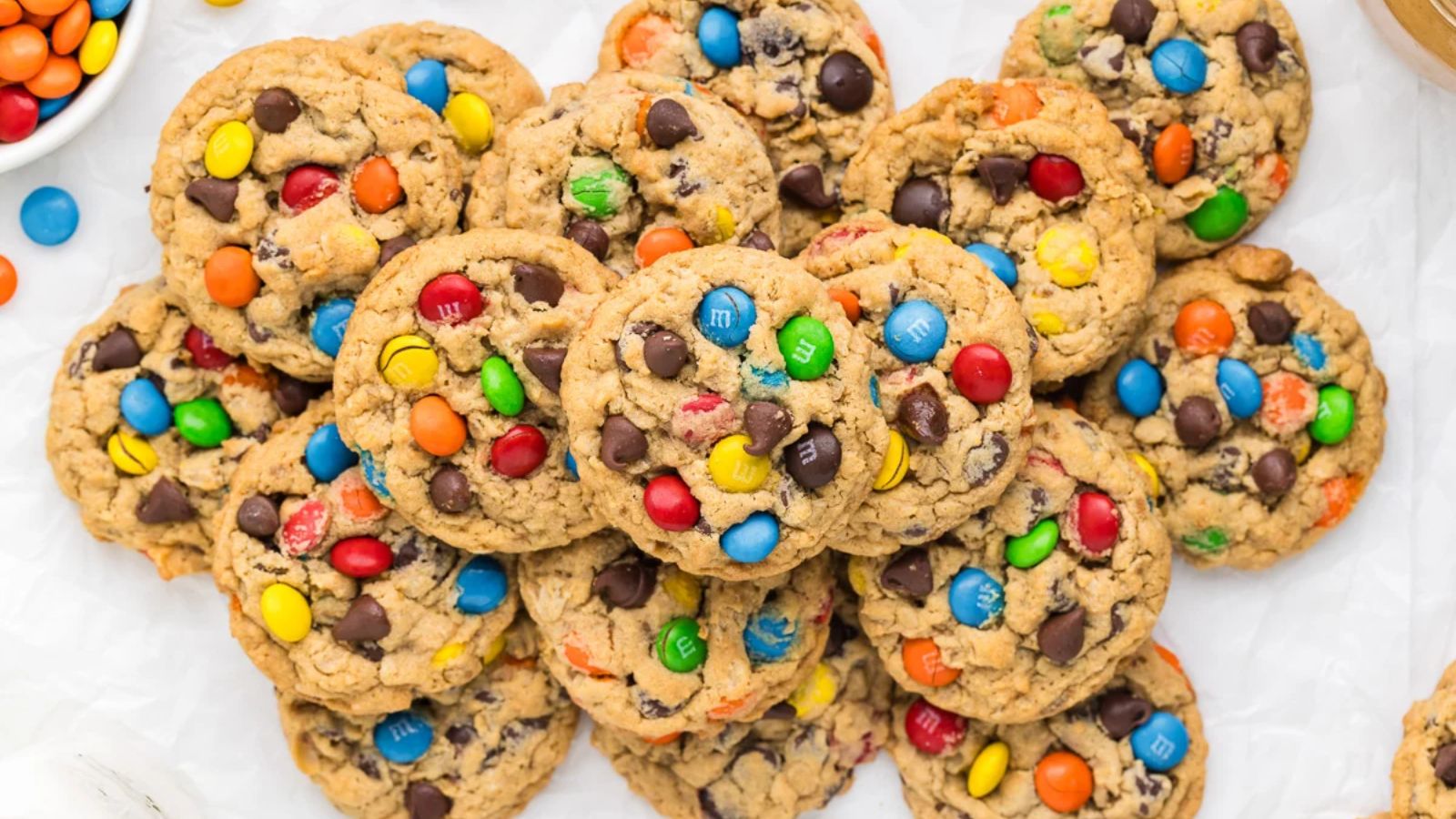 Monster cookies on a white background.