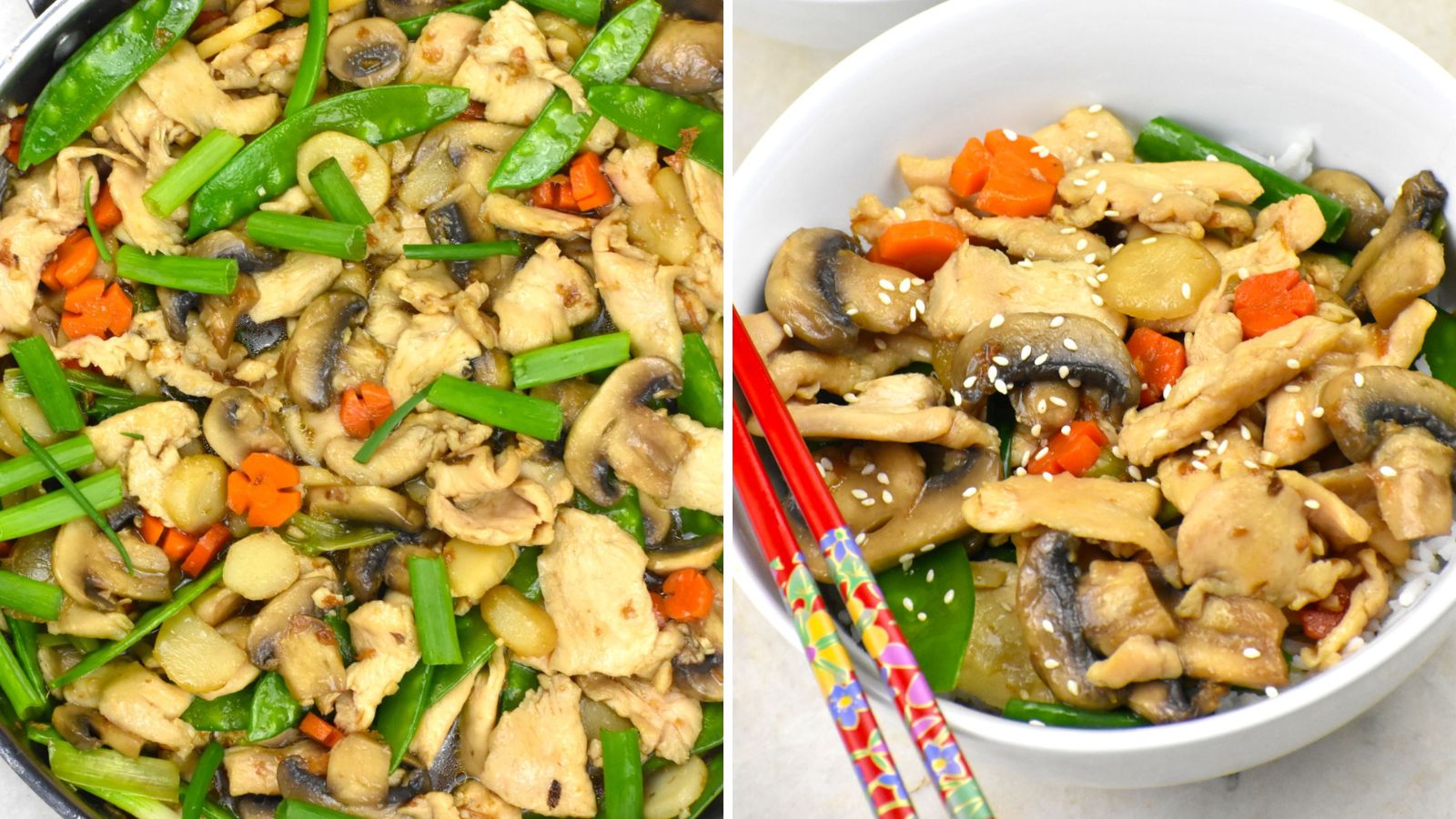 Moo goo gai pan in a bowl.