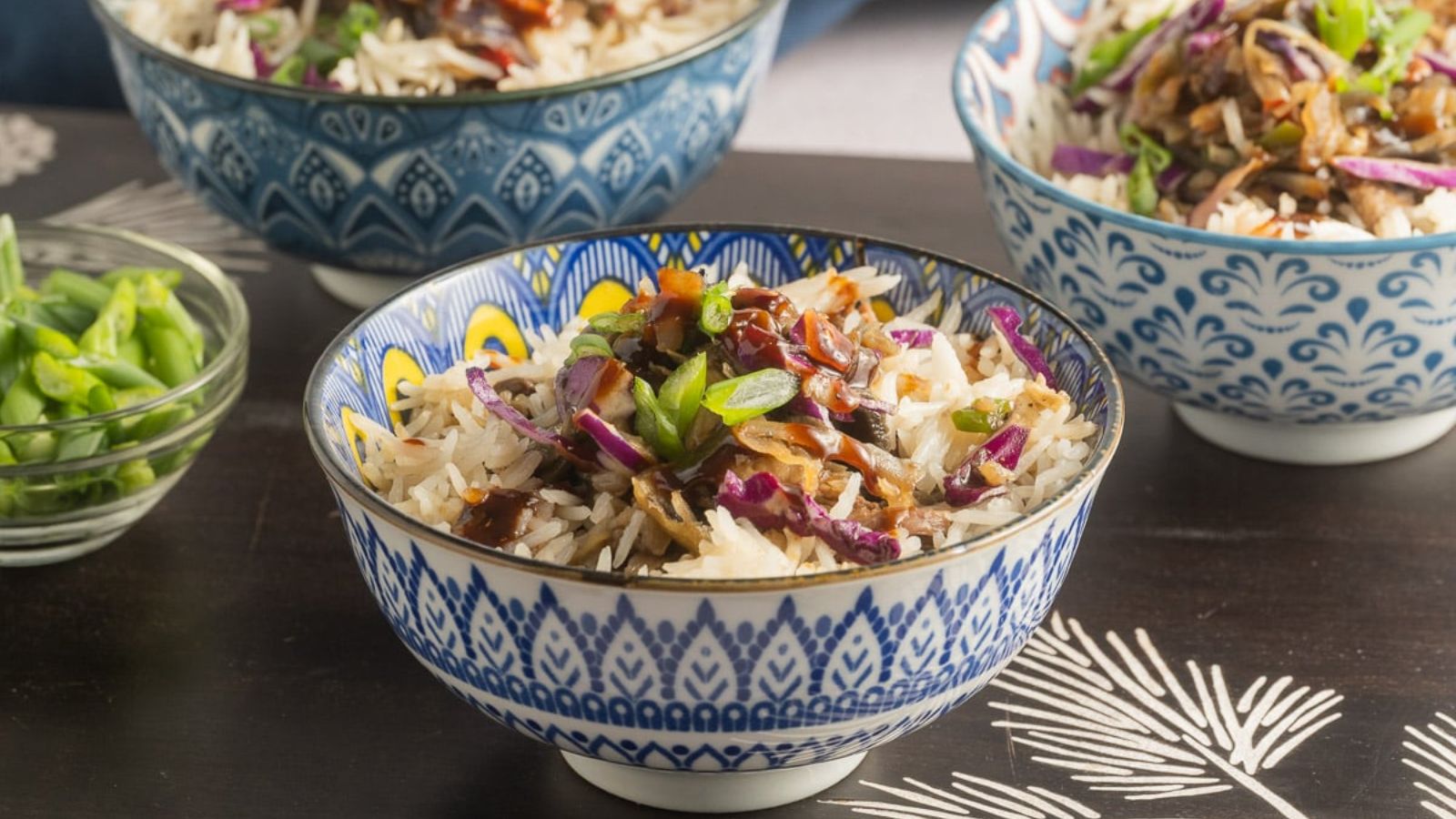 Bowls of beed with rice.