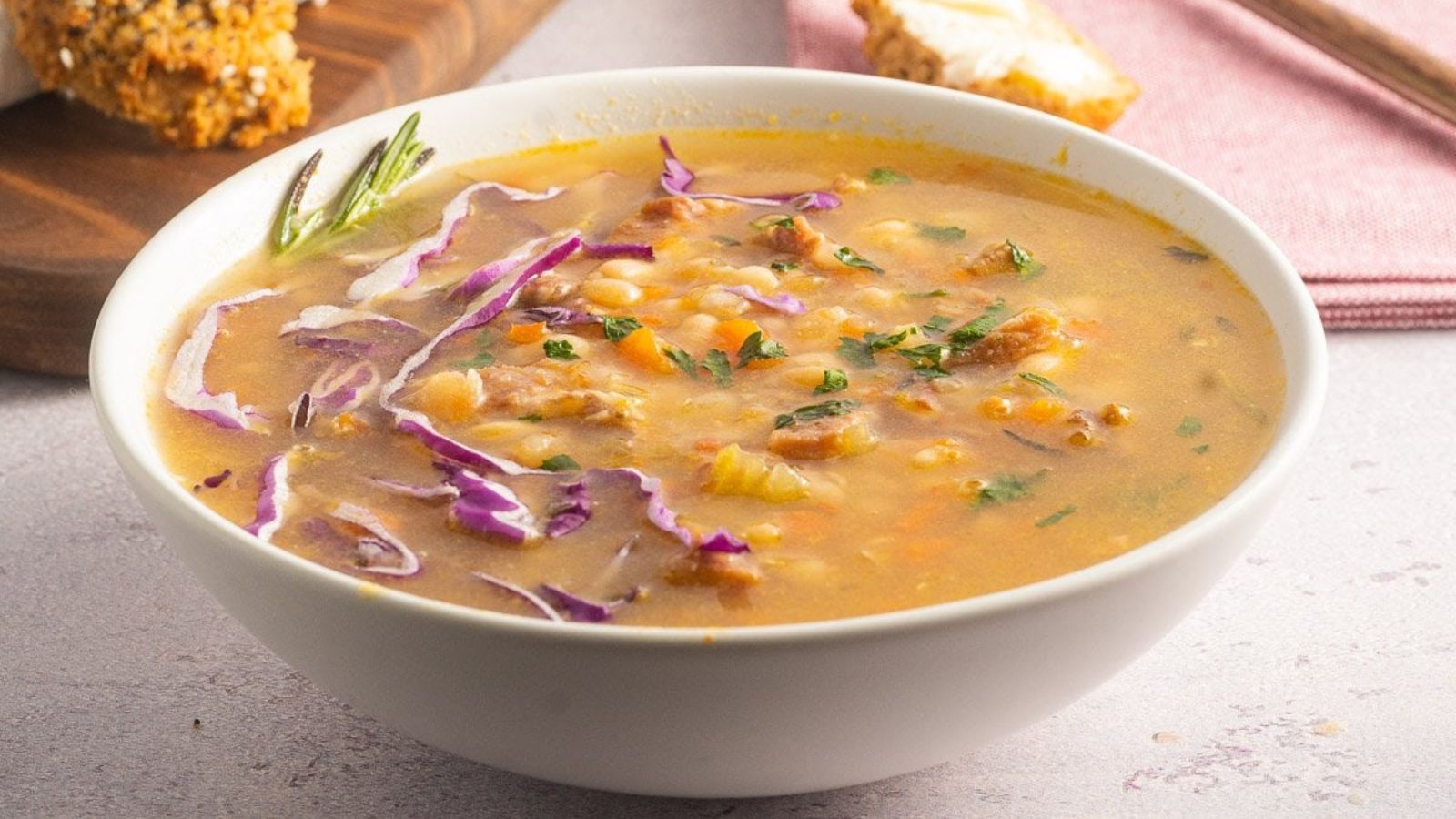 Navy bean soup in a bowl.