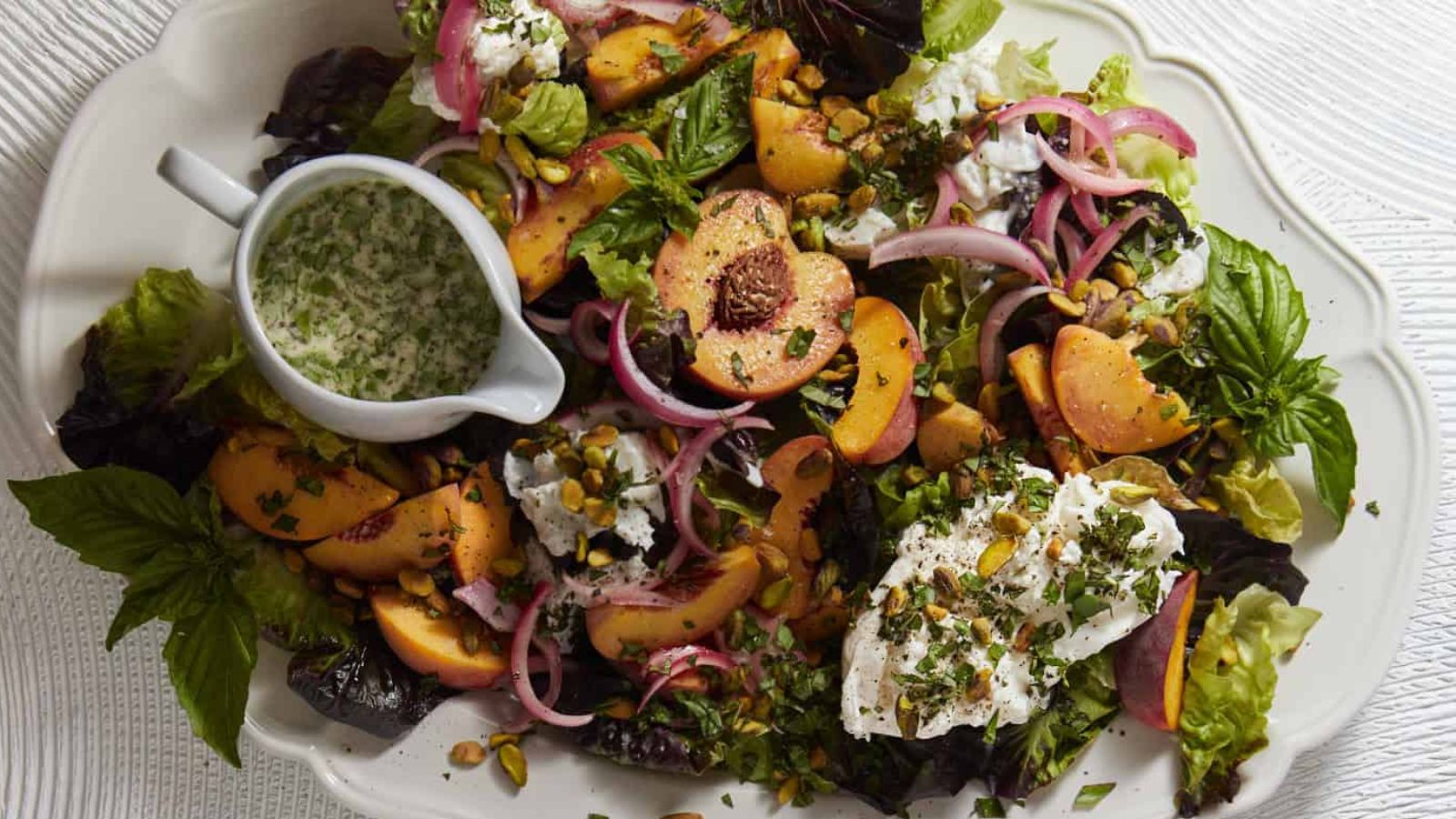 Burrata salad with honey balsamic dressing.
