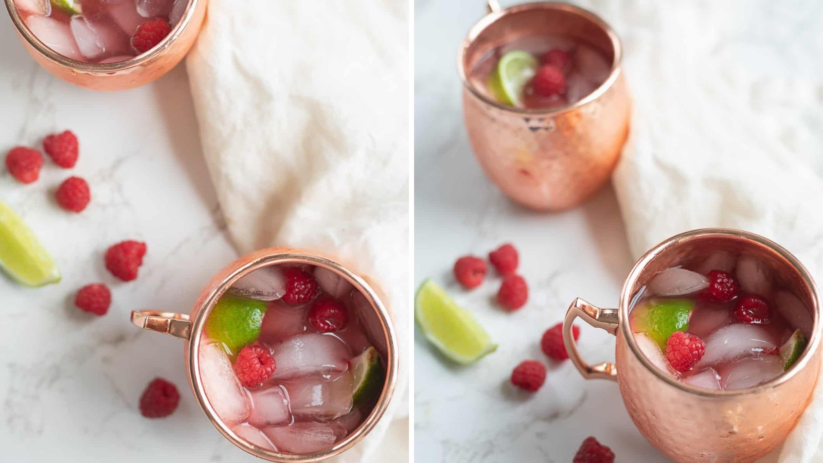 Raspberry drinks in glasses.