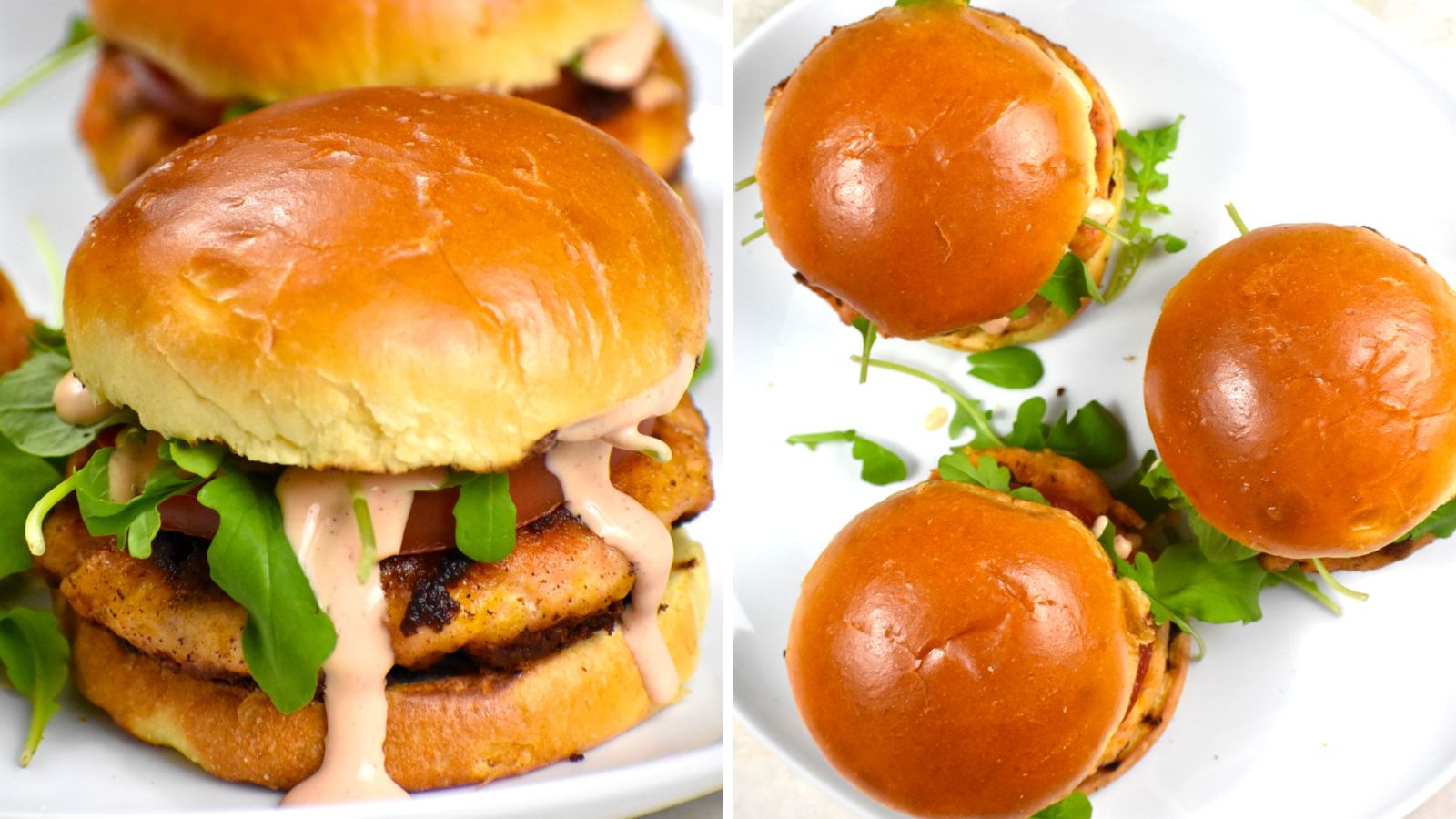 Salmon burgers close up shots.
