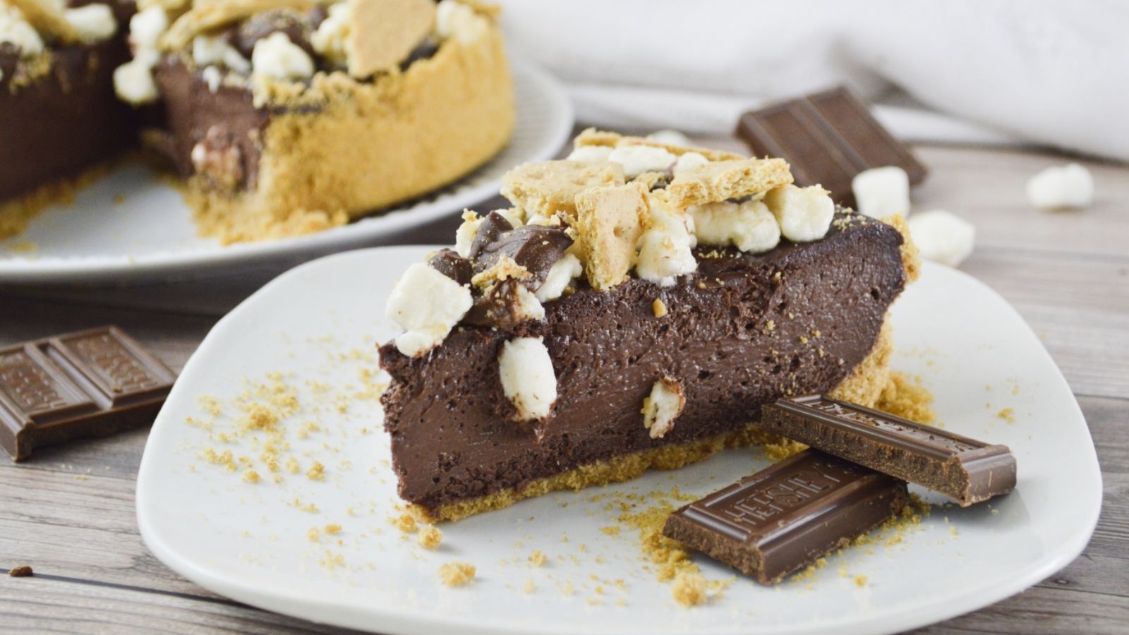 A slice of s'mores cheesecake.