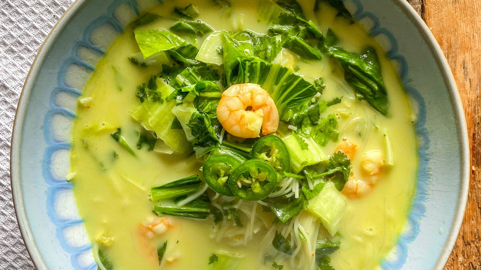 Thai noodle soup with shrimp.