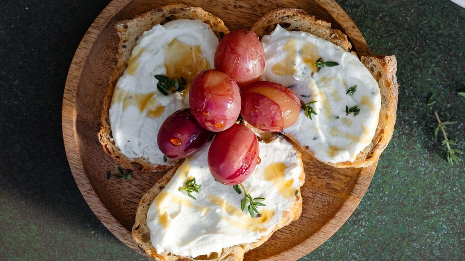 Crostini with roasted grapes.