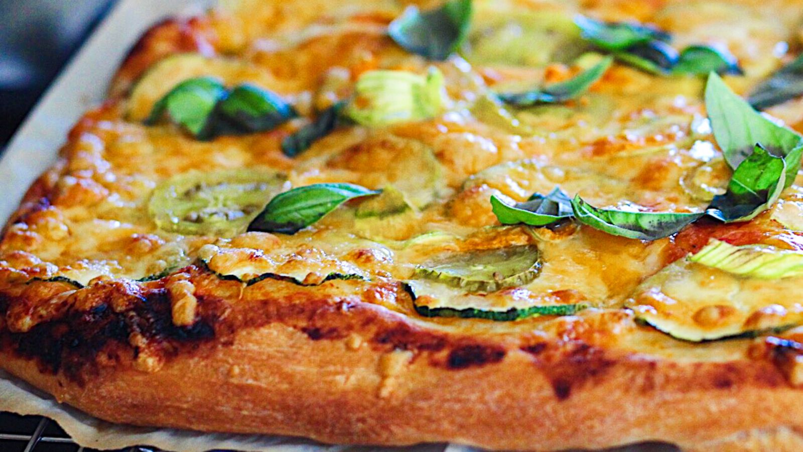 Pizza on a tray.