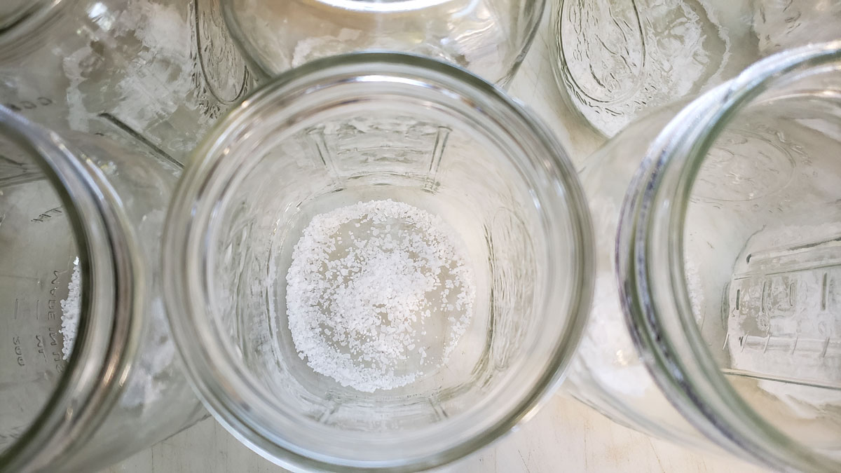 Salt added to quart jars.