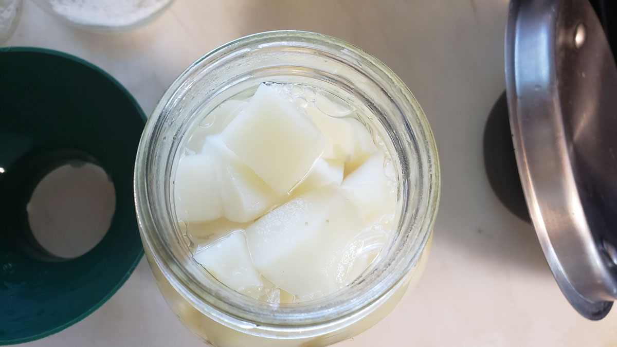 Potatoes in a jar.