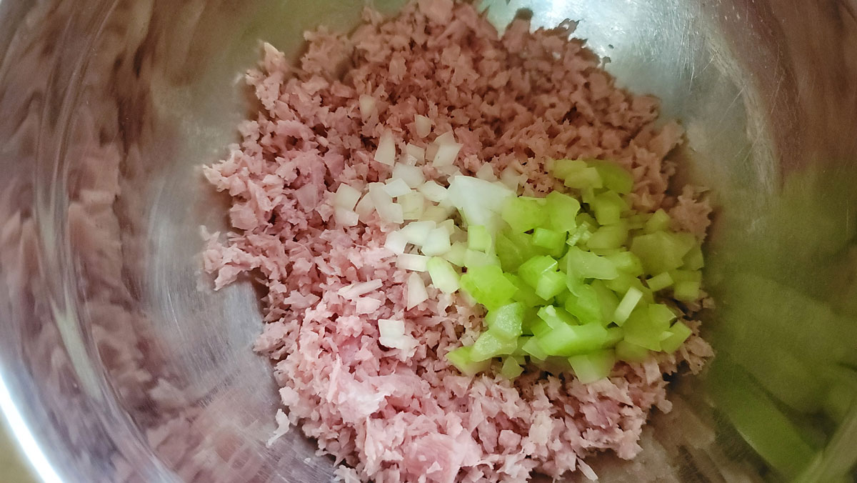 Added celery, onion, and the rest of the ingredients.