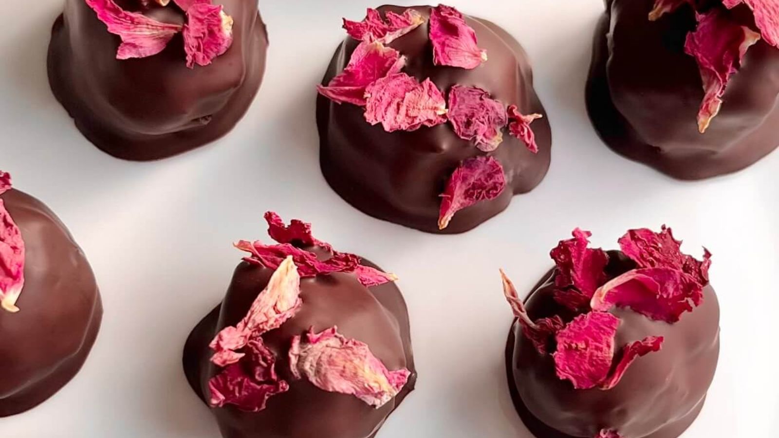 Rose truffles on a white background.