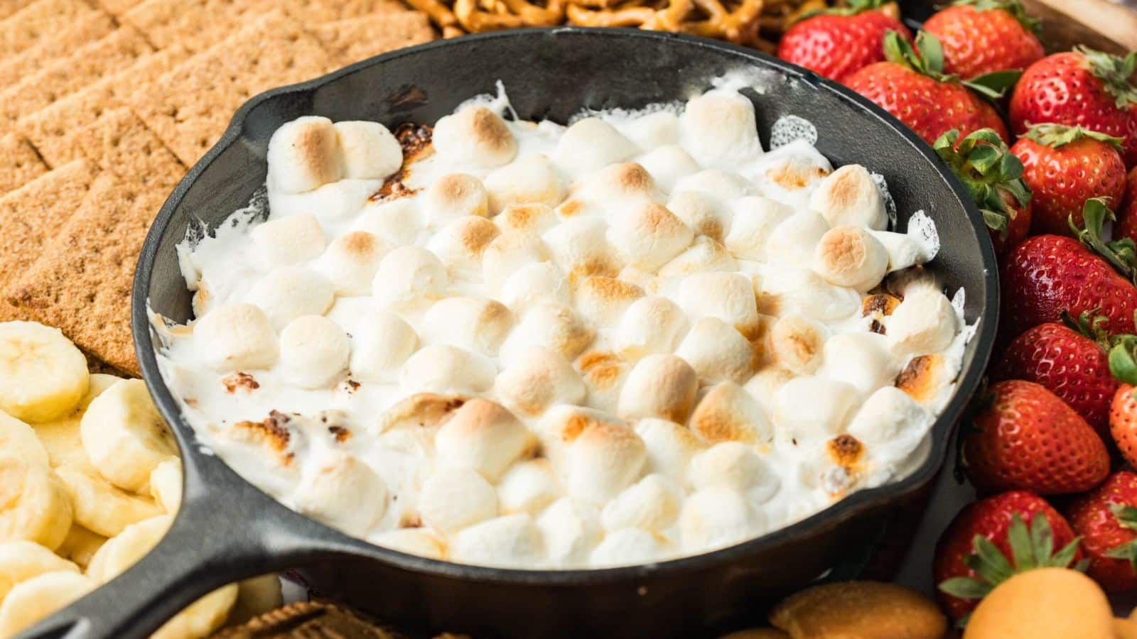 S'mores dip in a pan.