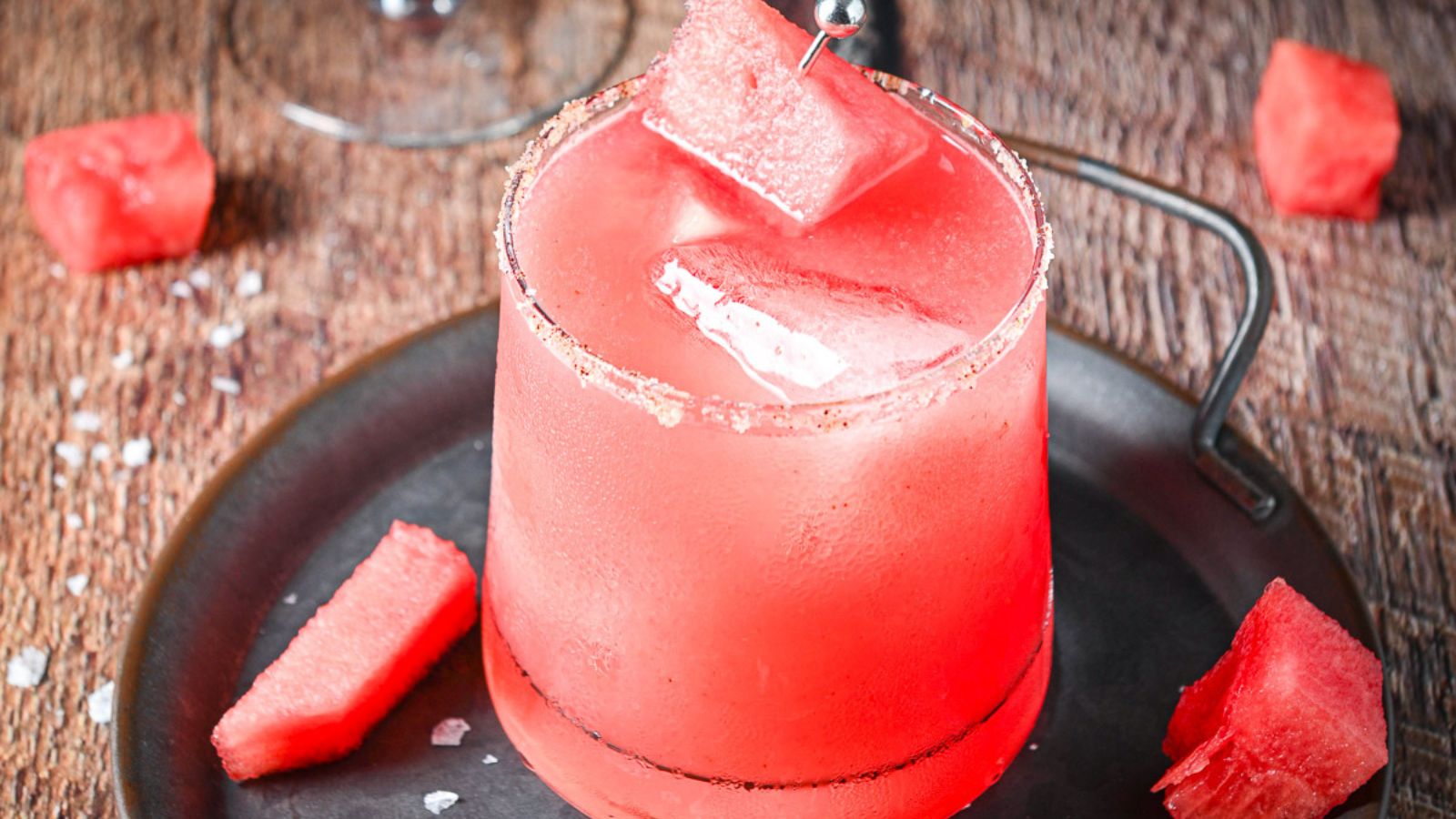 Watermelon margarita in a glass.