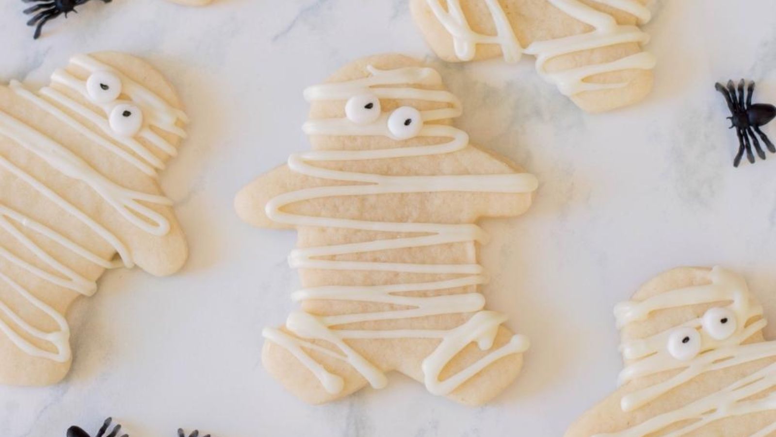 Mummy cookies close up.