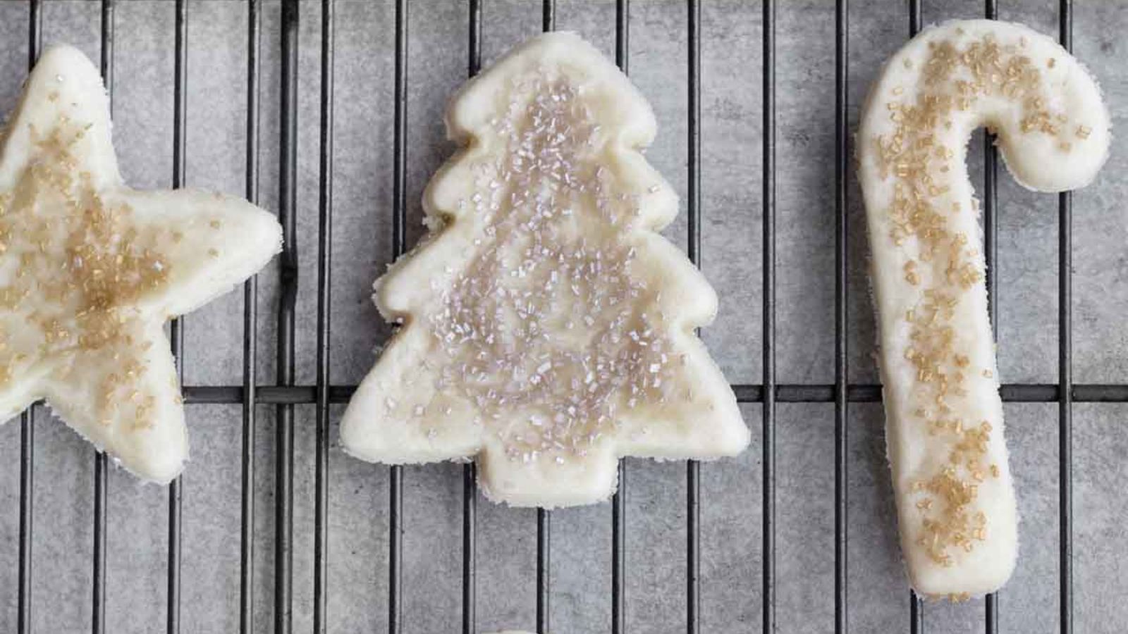 Sugar cookies in christmas themed.