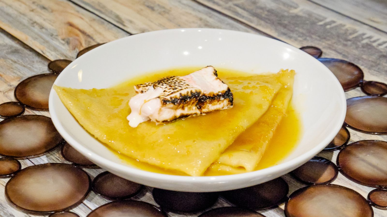 Crepe with marshmallow on top.