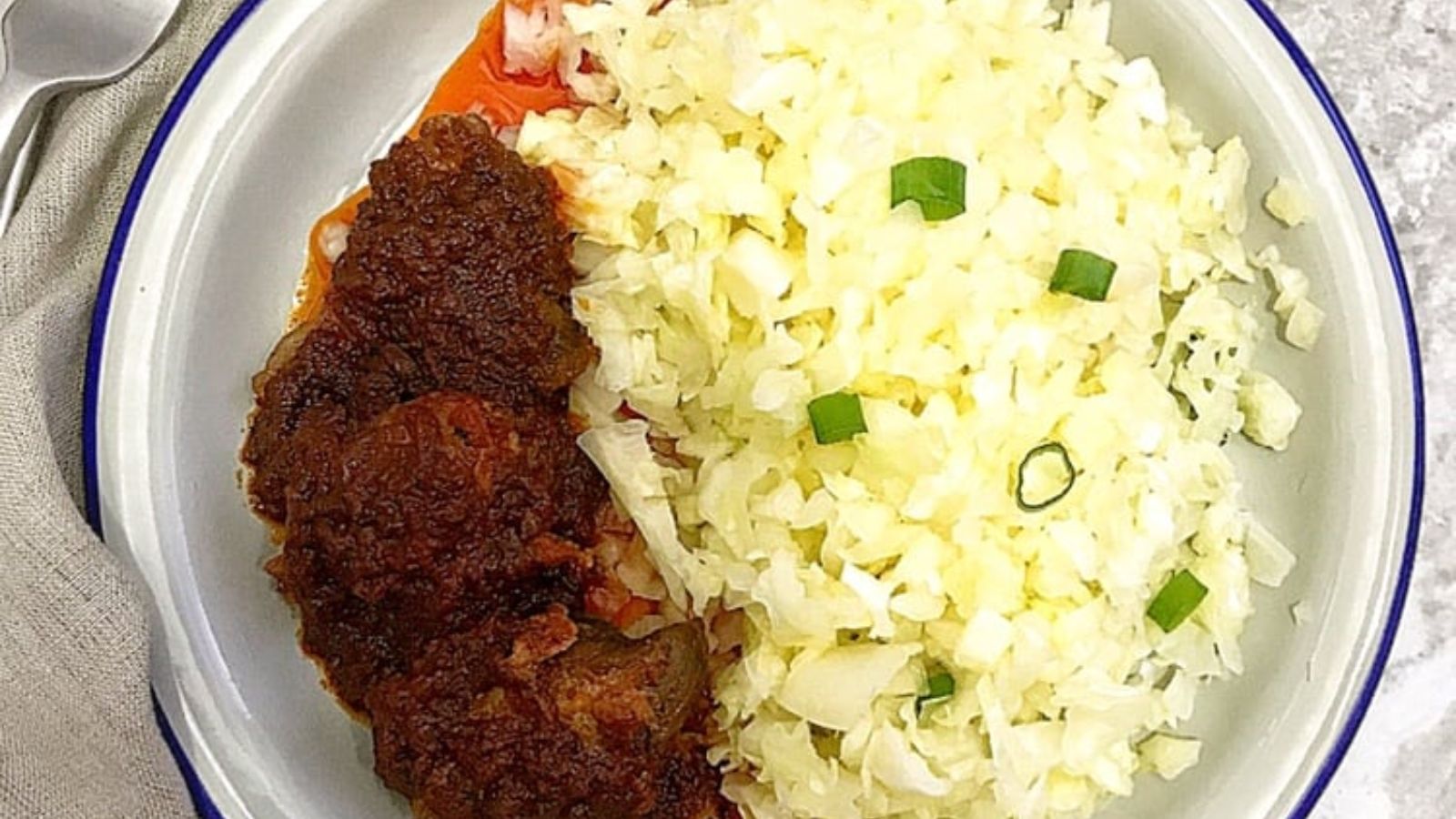 Cabbage rice on a plate.
