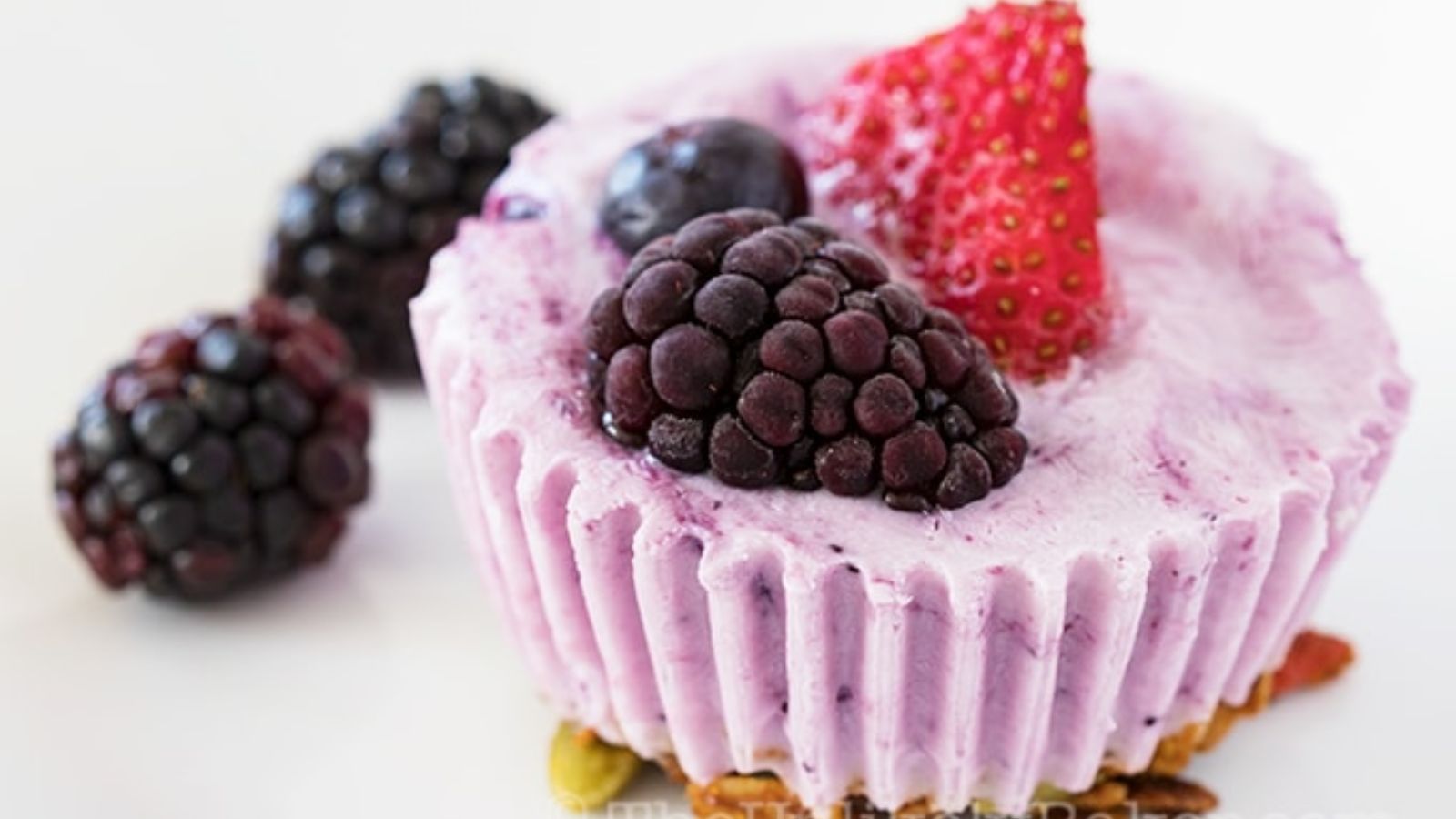 Close up shot of frozen yogurt cup.