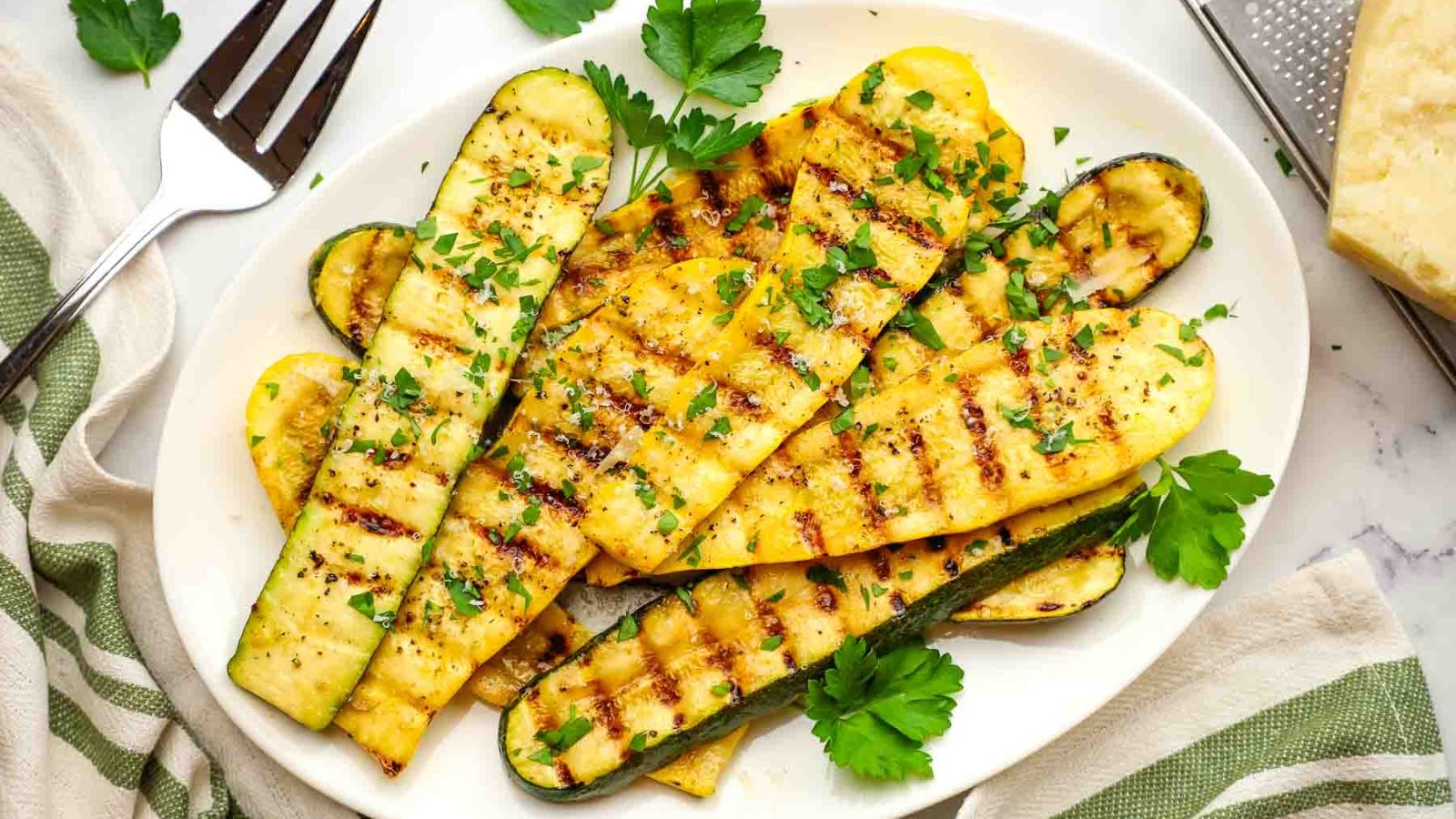 Zucchini squash on a plate.