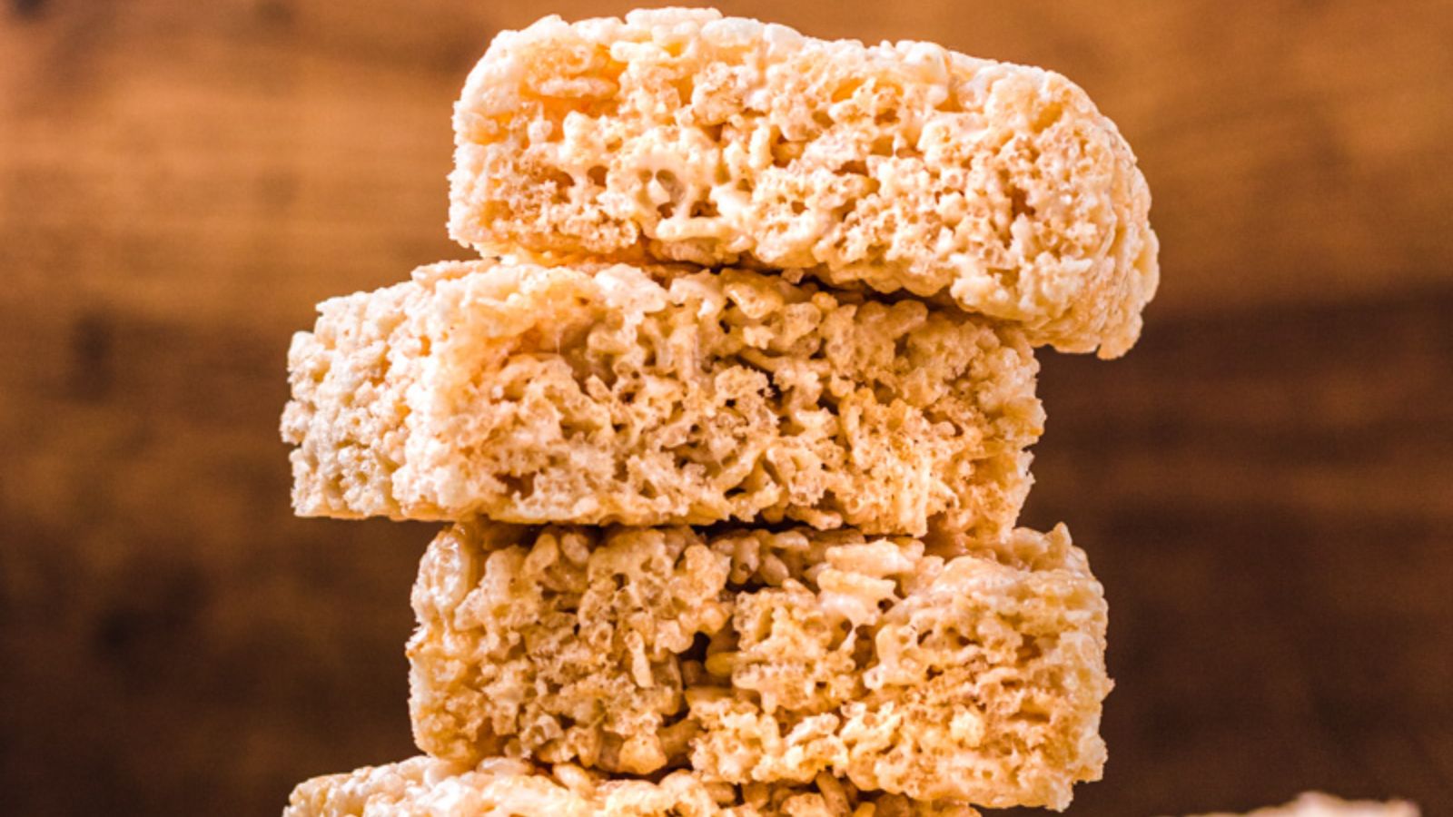 Stack of rice krispies close up.