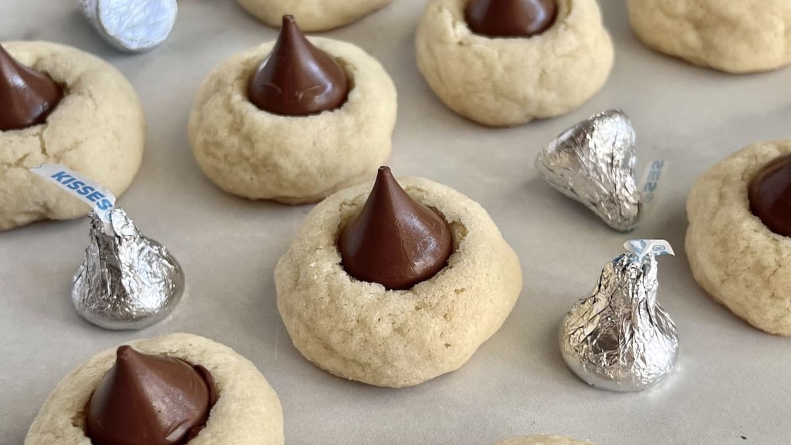 Cookies with kisses in the middle.