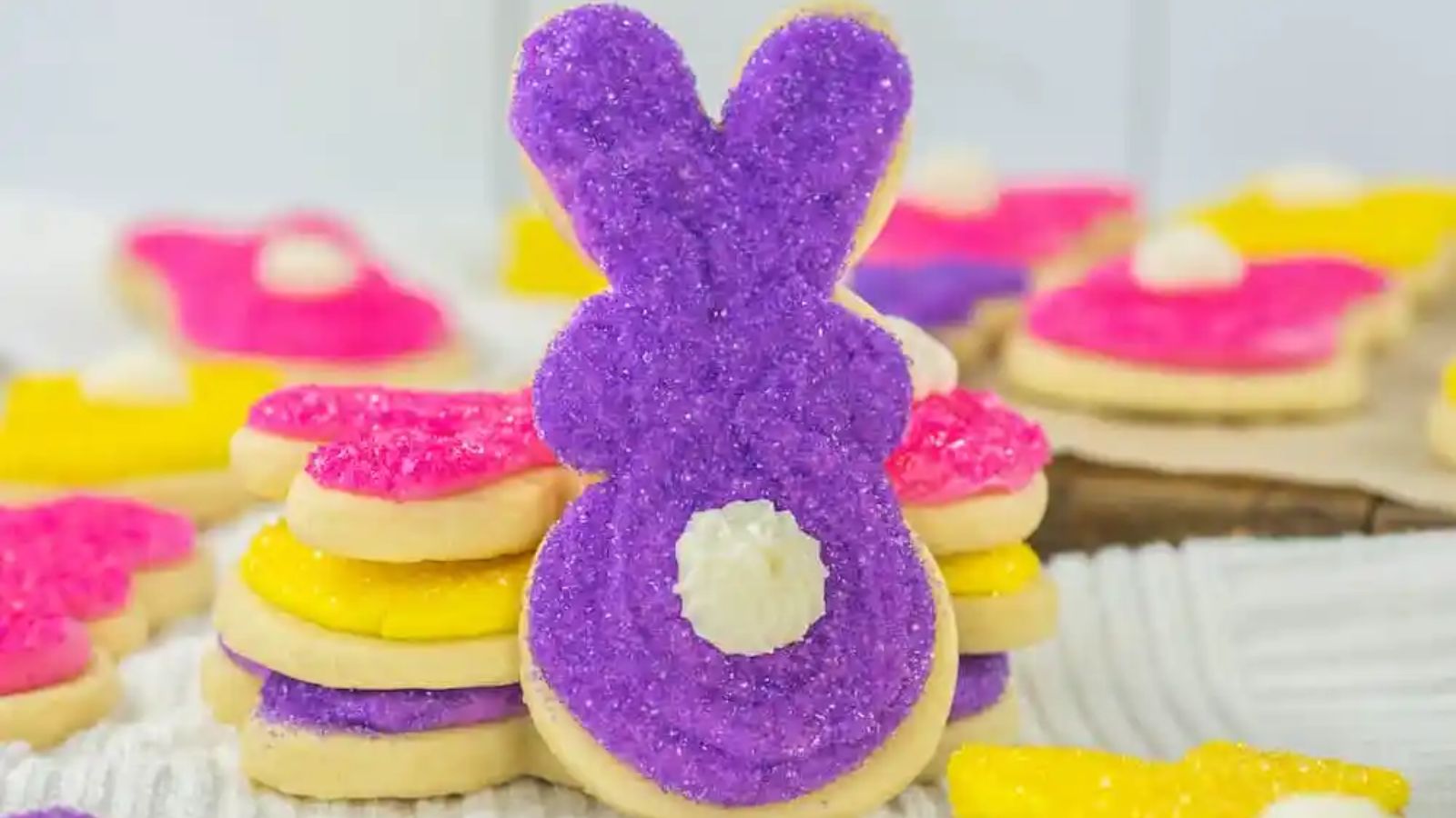 Colorful bunny cookies.