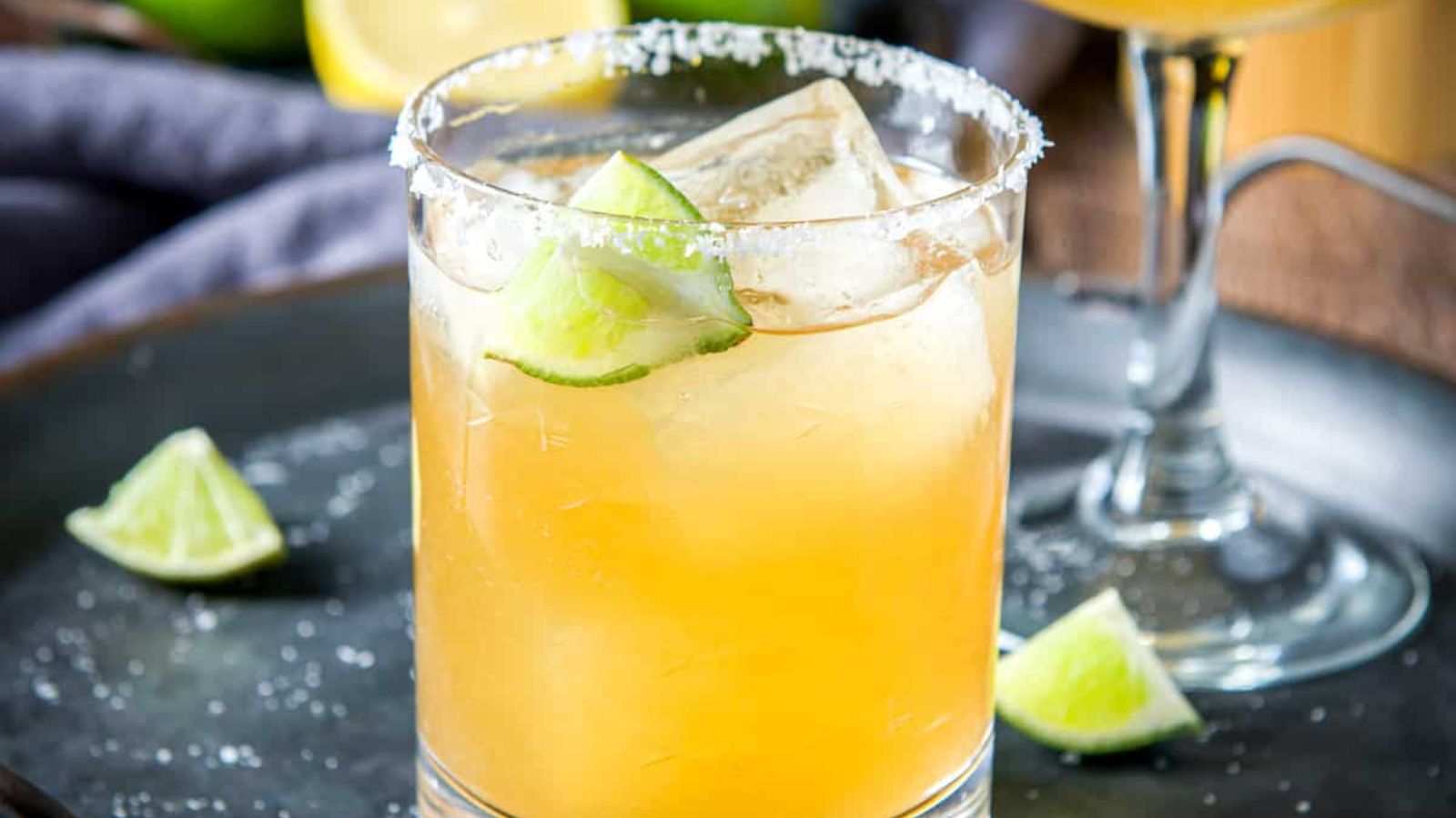 Italian margarita in glass with salt.