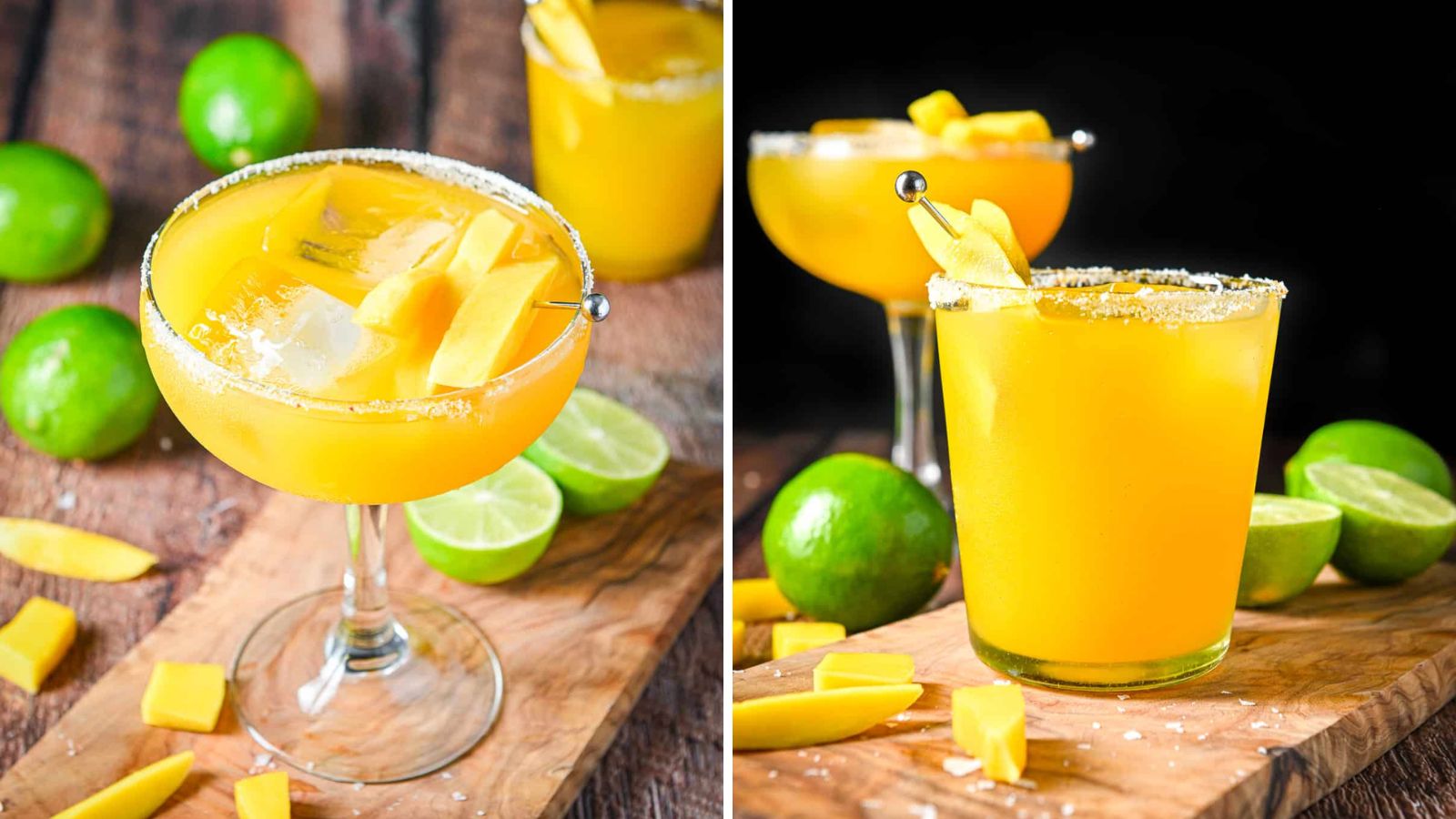 Mango margarita with fresh mangoes.