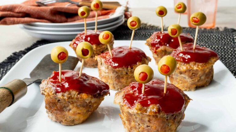 Mini monster meatloaves.