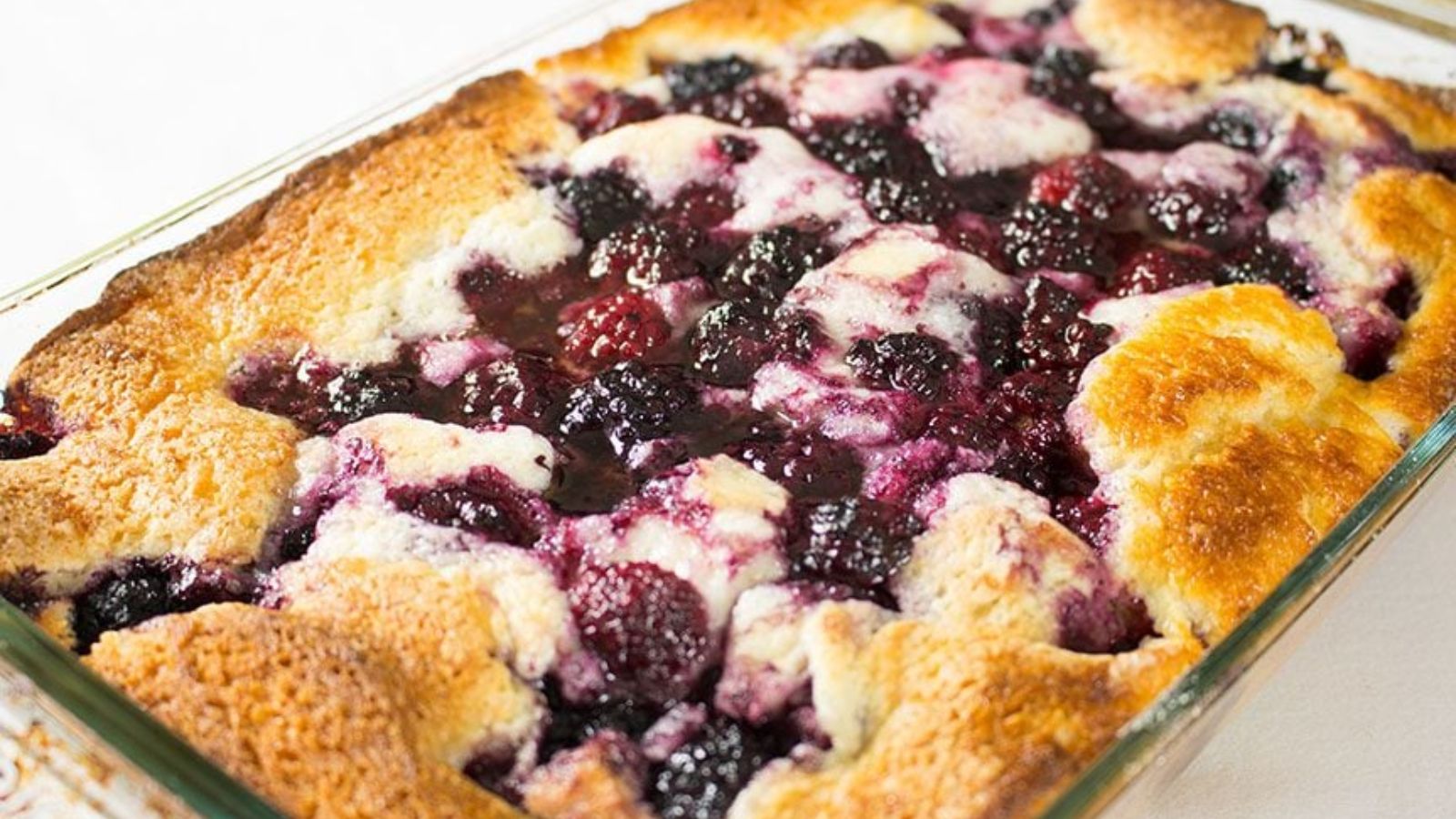 Fruit cobbler close up shot.