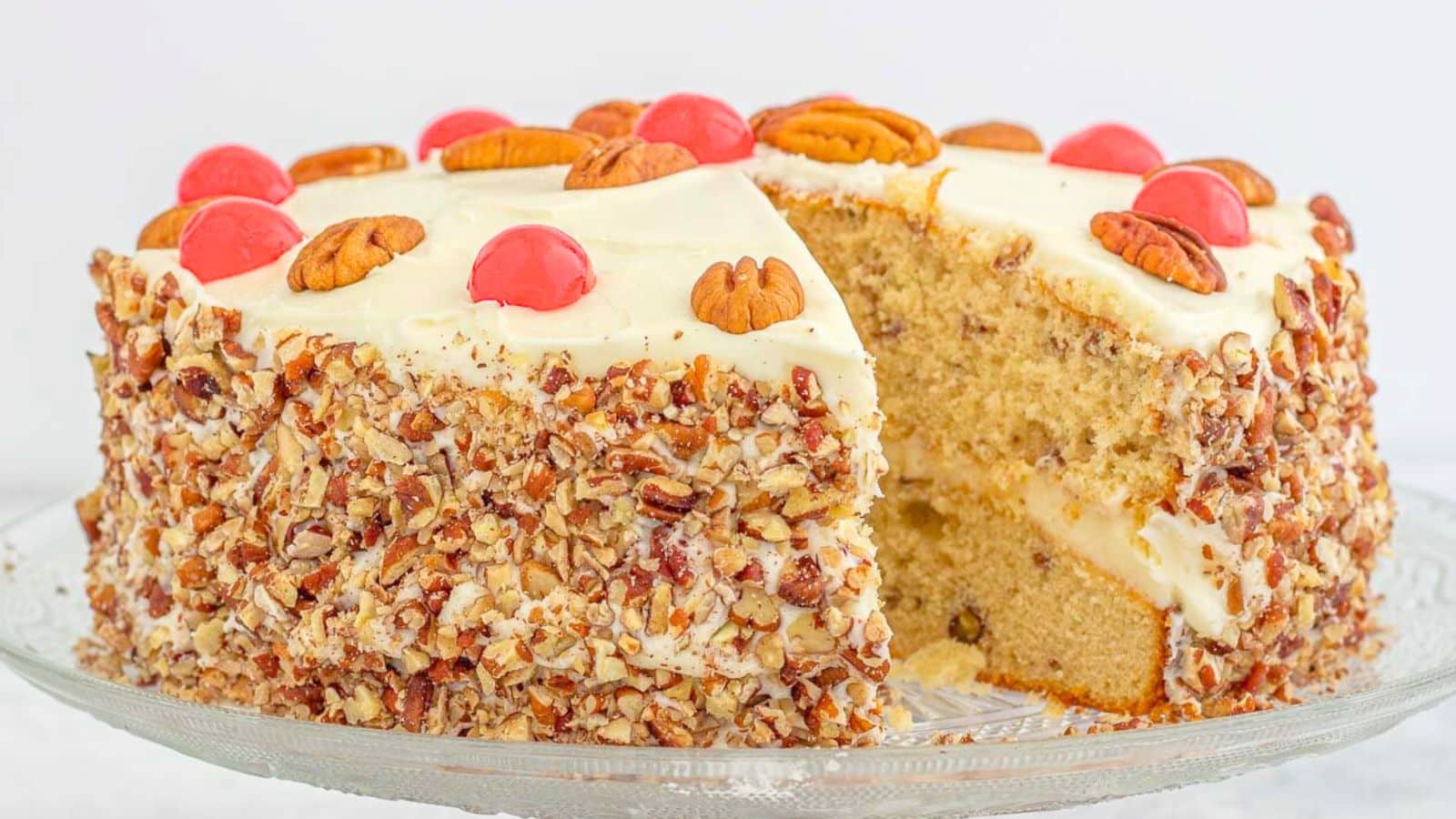 Nut cake with toppings.