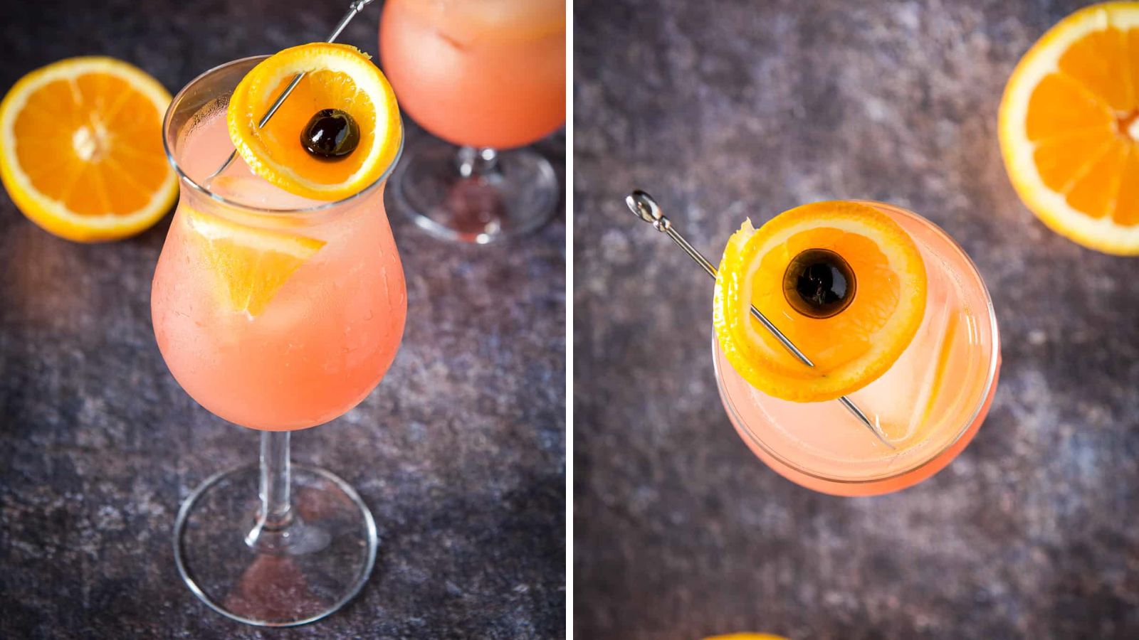 Punch cocktail in cocktail glass.