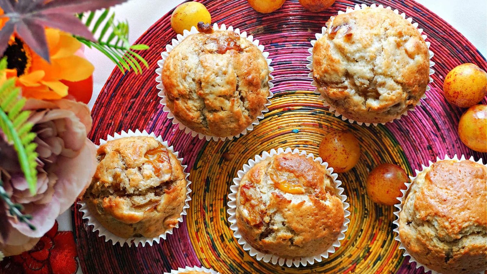 Plum muffins close up.