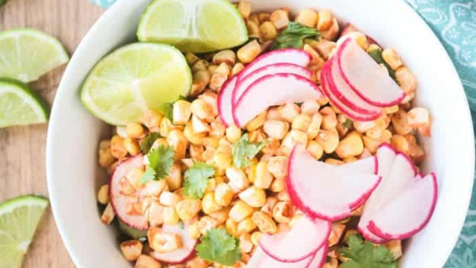 Corn salad with radish and lime.