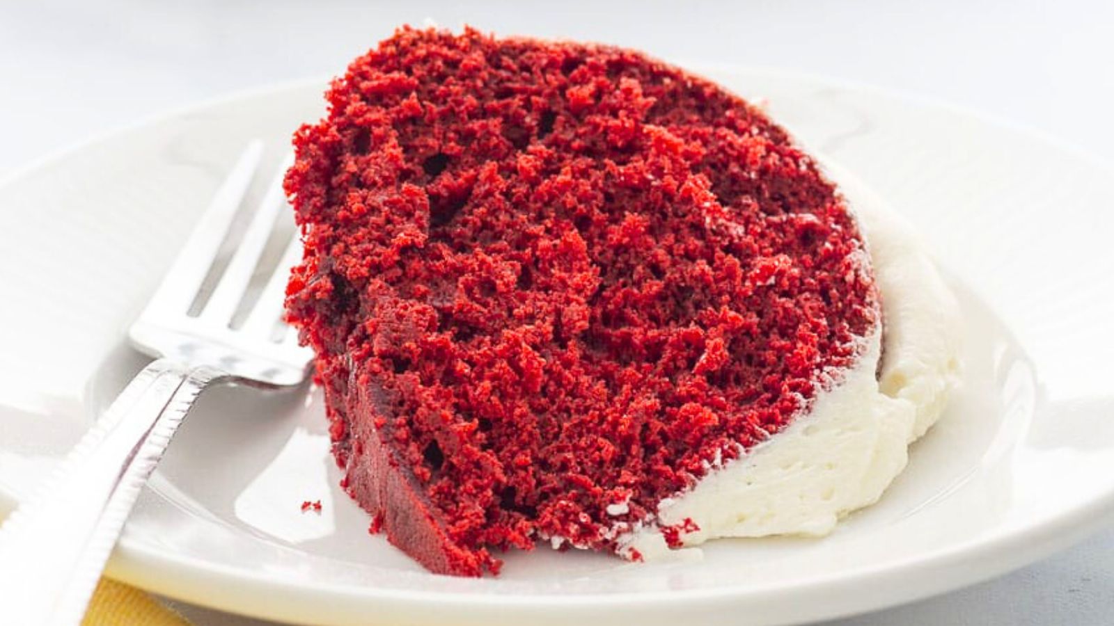 A slice of red velvet cake.