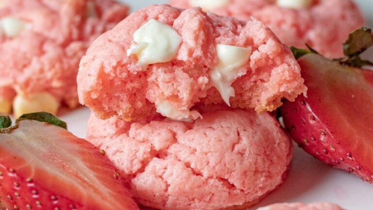 Pink cookies with bite.
