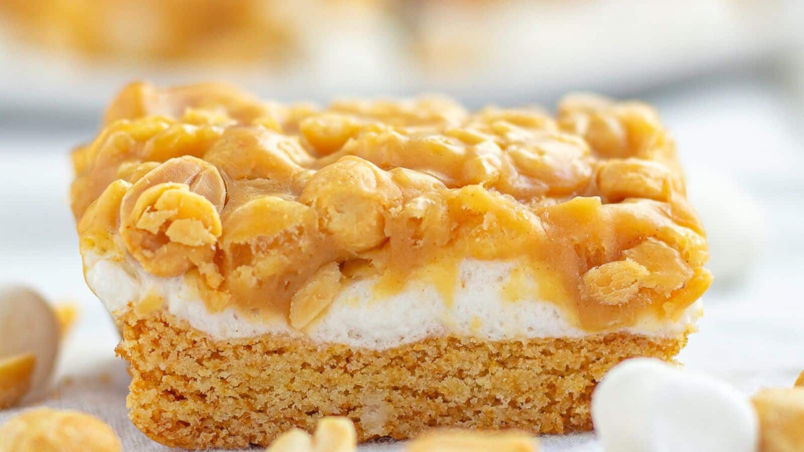 Marshmallow bar with peanut.