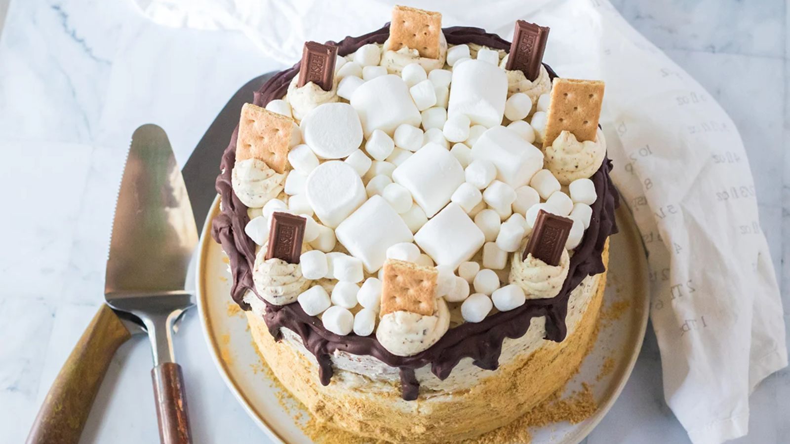 S'mores cake top shot.