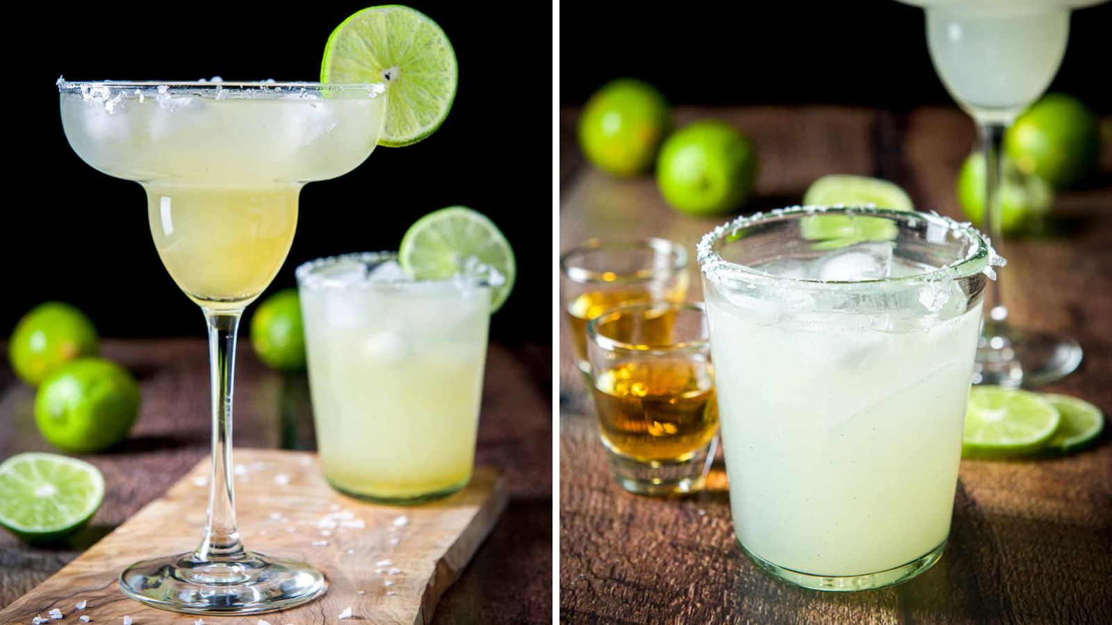 Cadillac margarita in cocktail glasses.