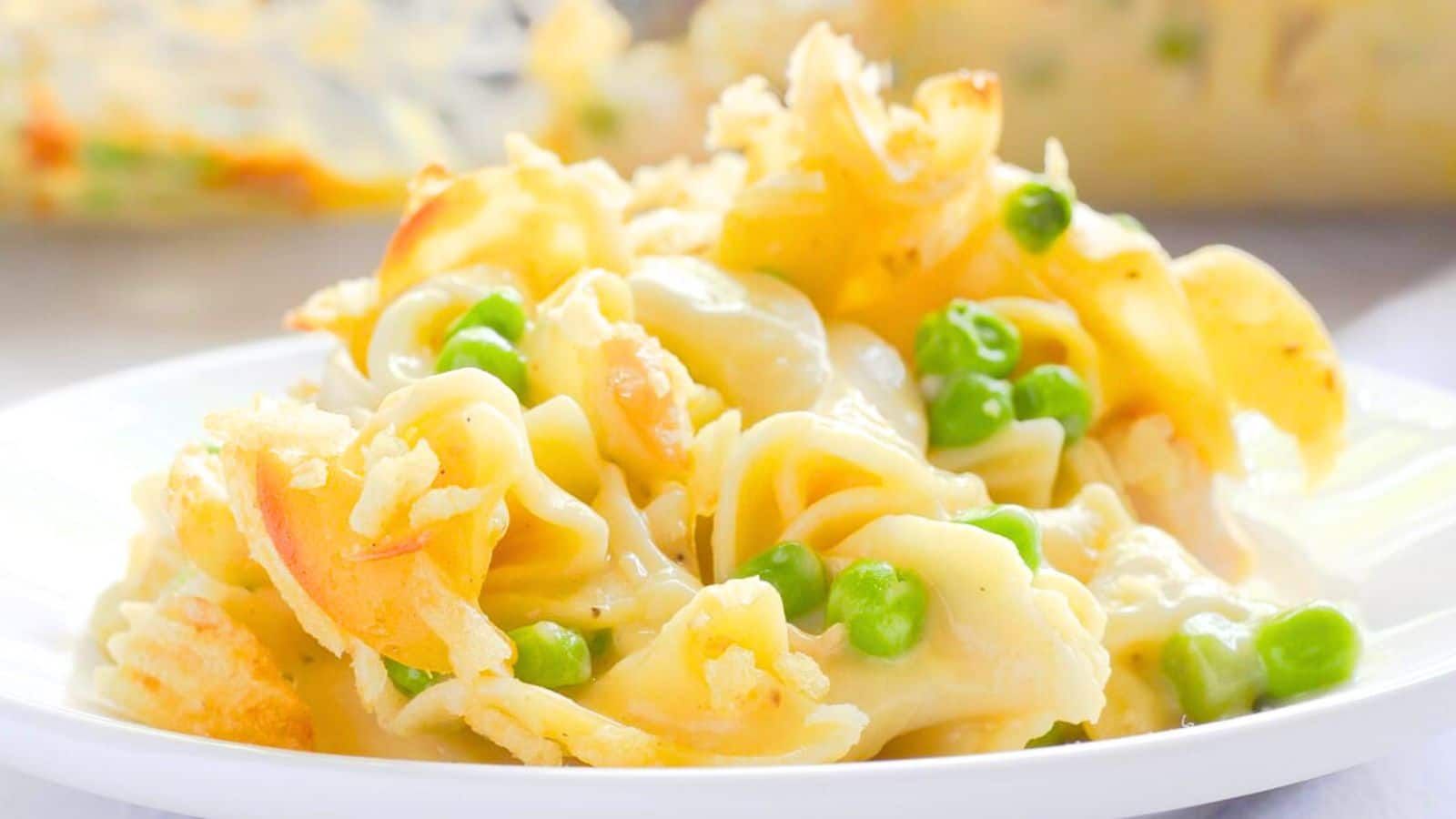 Chicken casserole close up.