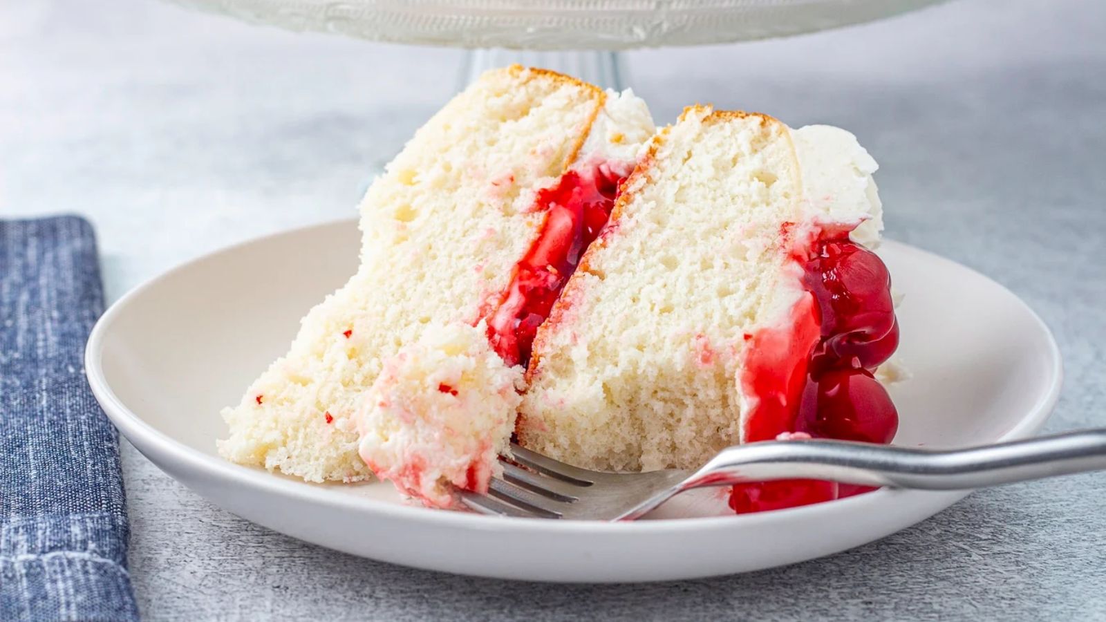 A slice of white forest cake.