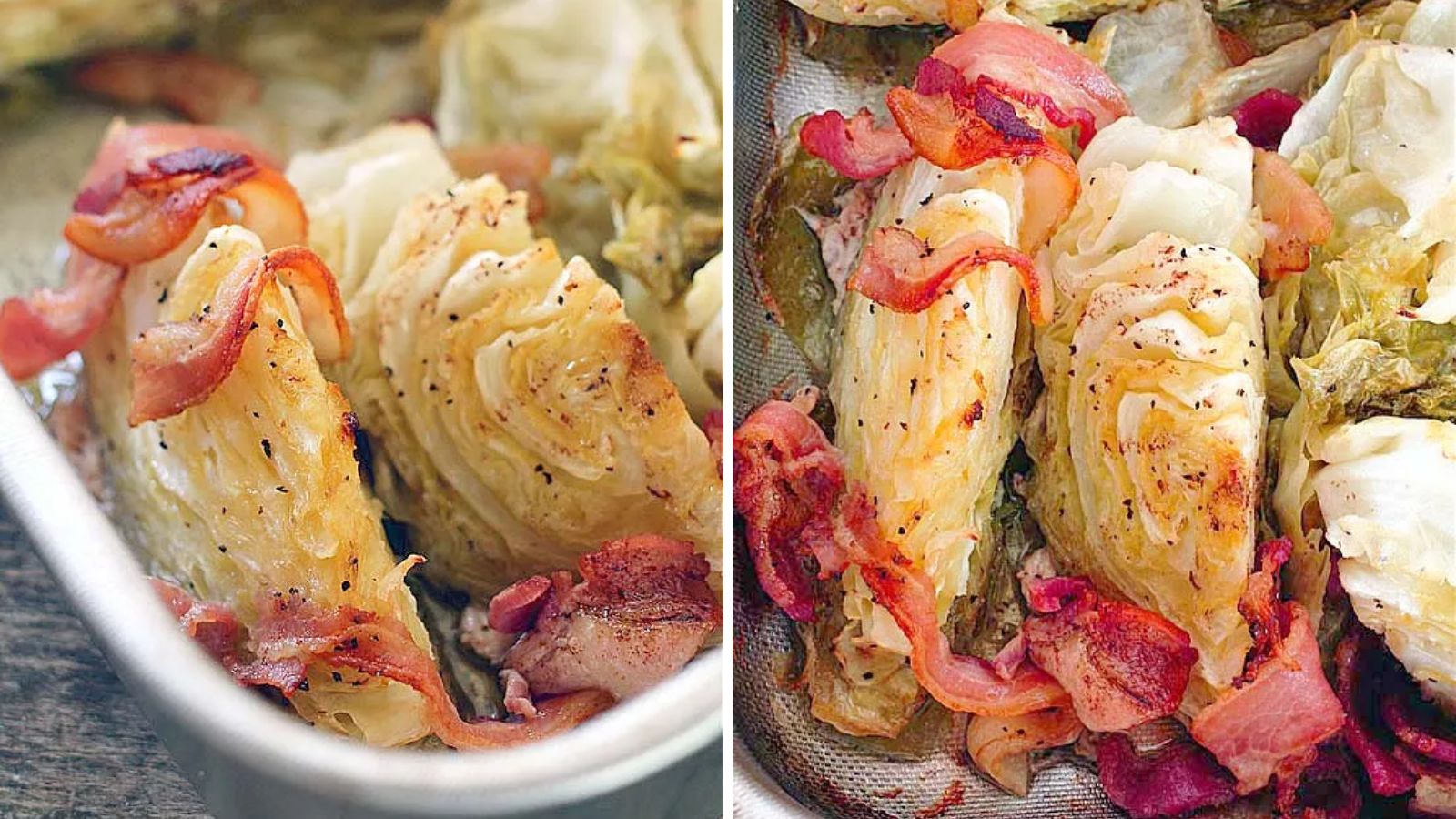 Baked cabbage with bacon.