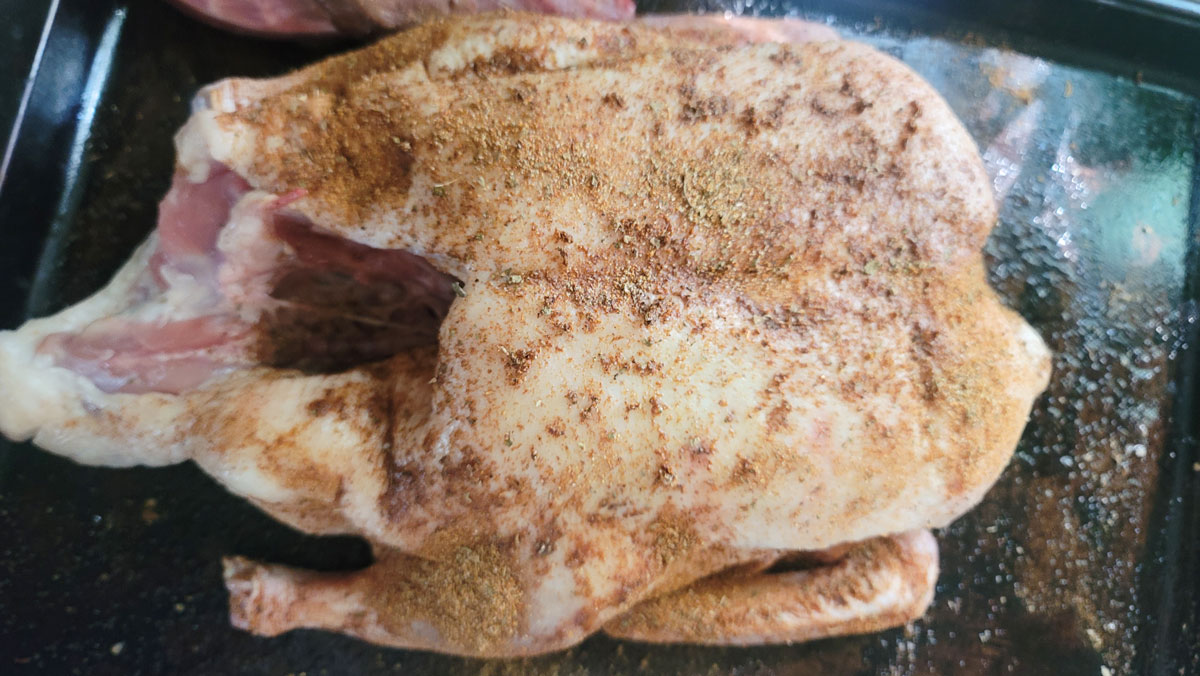 Dry rub applied to the skin of the duck.