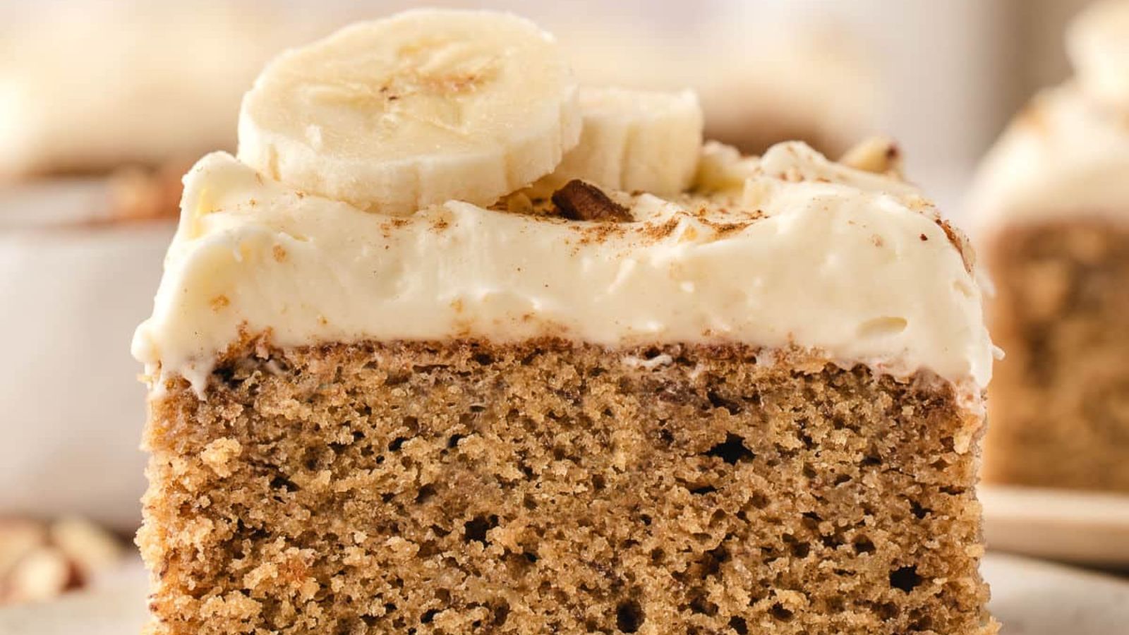 Banana cake with cream cheese frosting.