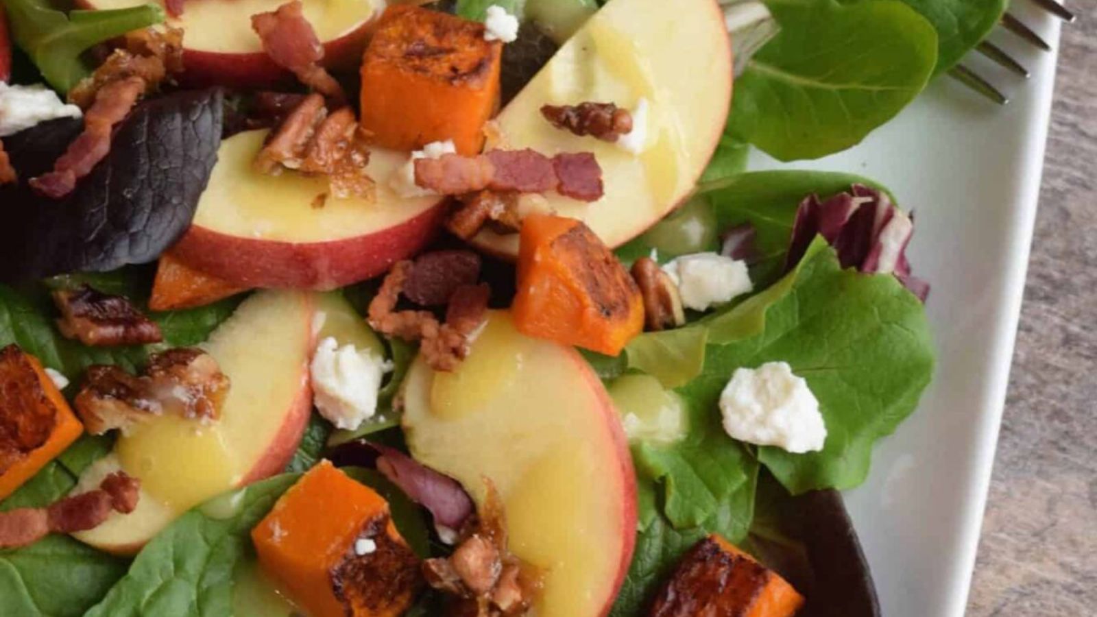 Butternut squash salad with apple and pecans.