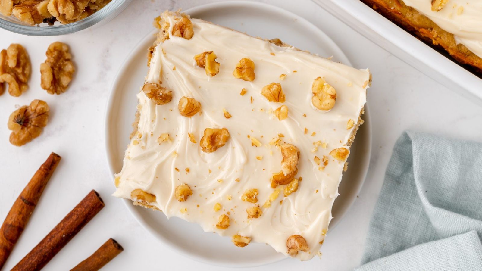 A slice of butternut squash cake on a plate.
