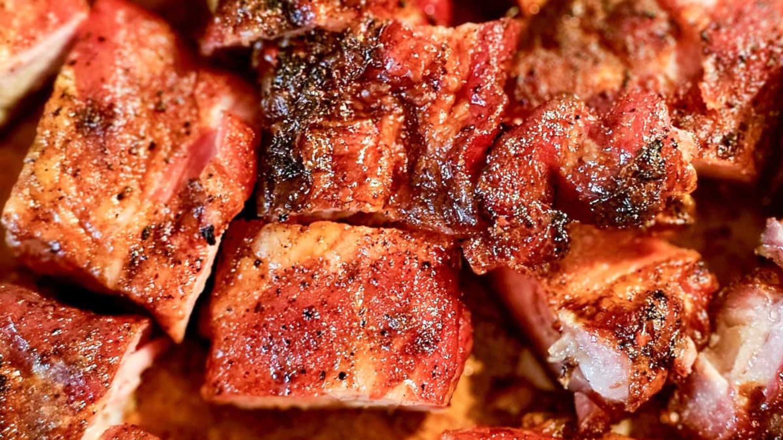 Close up of smoked rib tips.