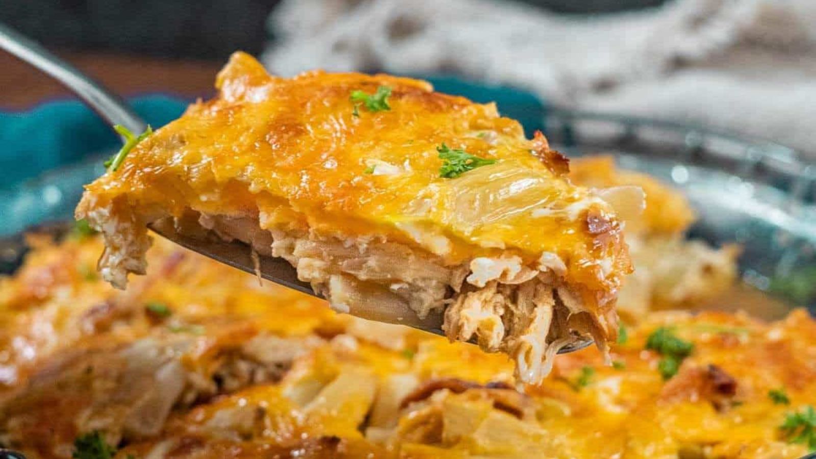 Close up of crustless chicken quiche.